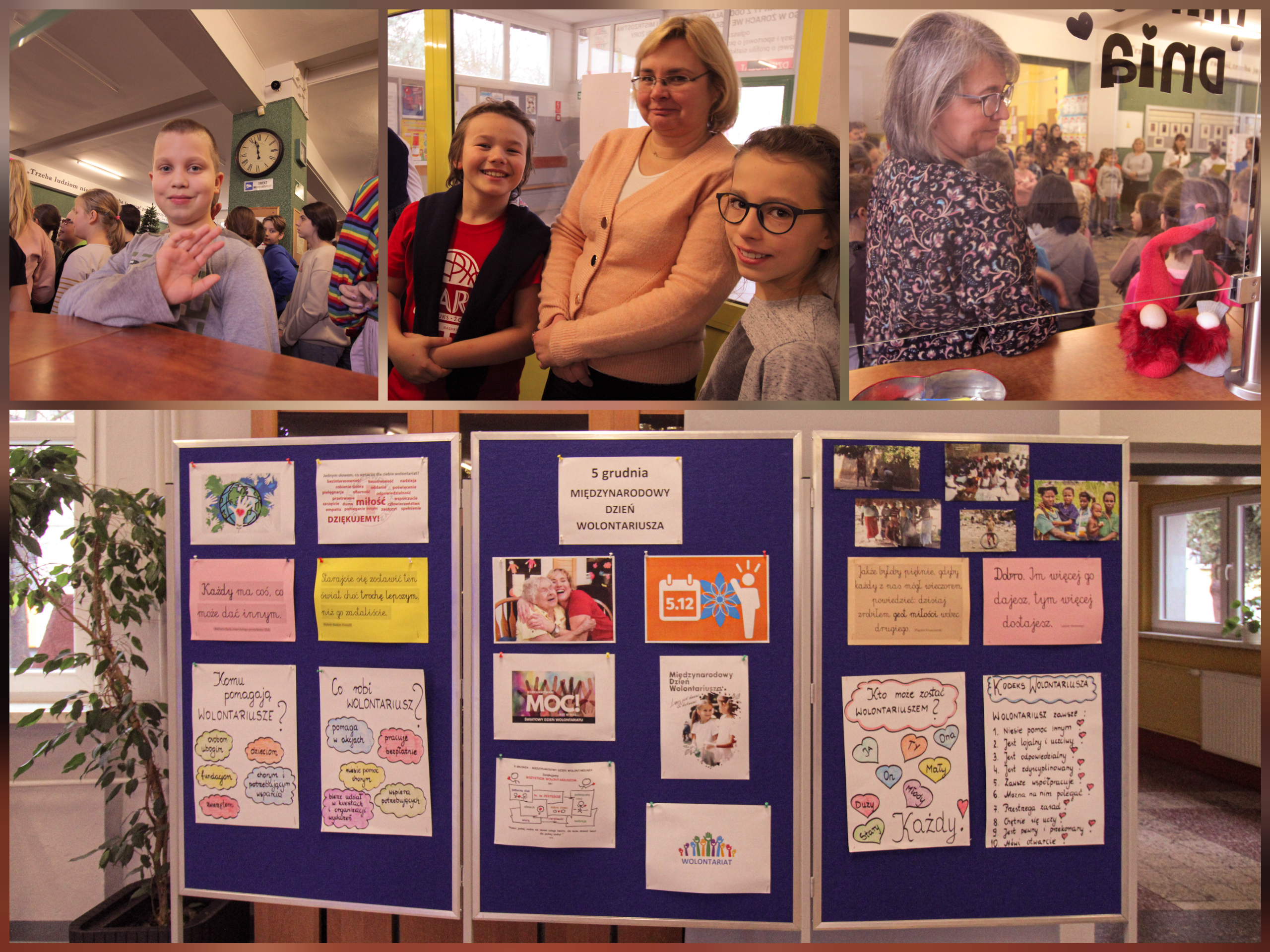 Zdjęcie przedstawia uczniów szkoły podczas uroczystego apelu z okazji Międzynarodowego Dnia Wolontariusza. 