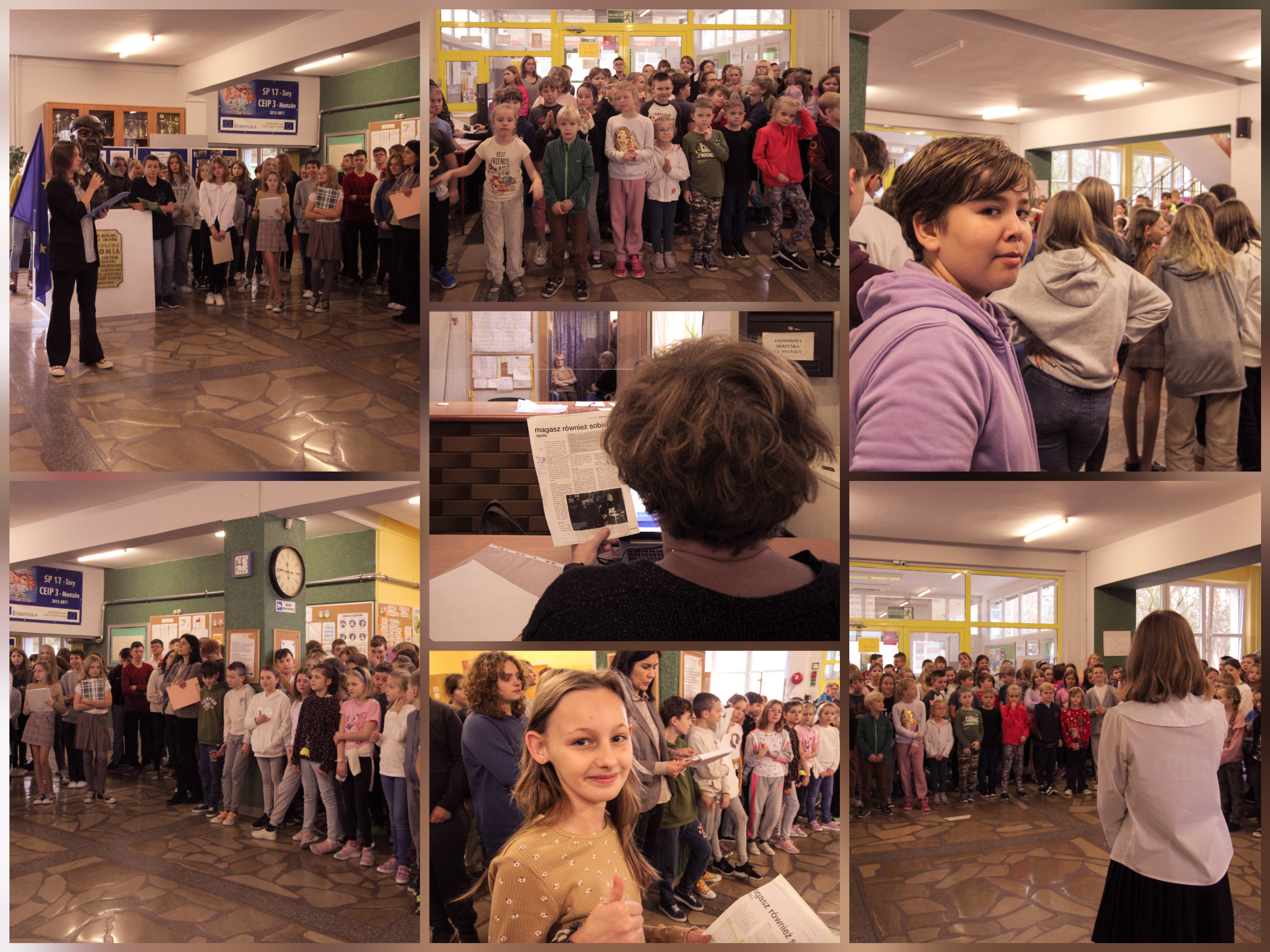 Zdjęcie przedstawia uczniów szkoły podczas uroczystego apelu z okazji Międzynarodowego Dnia Wolontariusza.