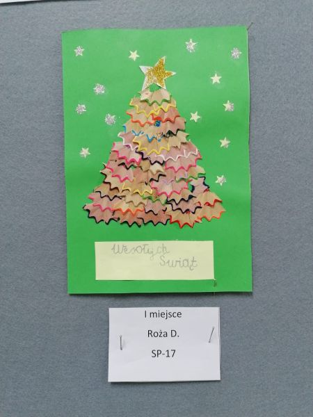 Zdjęcie przedstawia pracę konkursową wykonaną przez uczennicę klasy 1a Różę Dąbkowską, która zdobyła I miejsce w kategorii klas I.