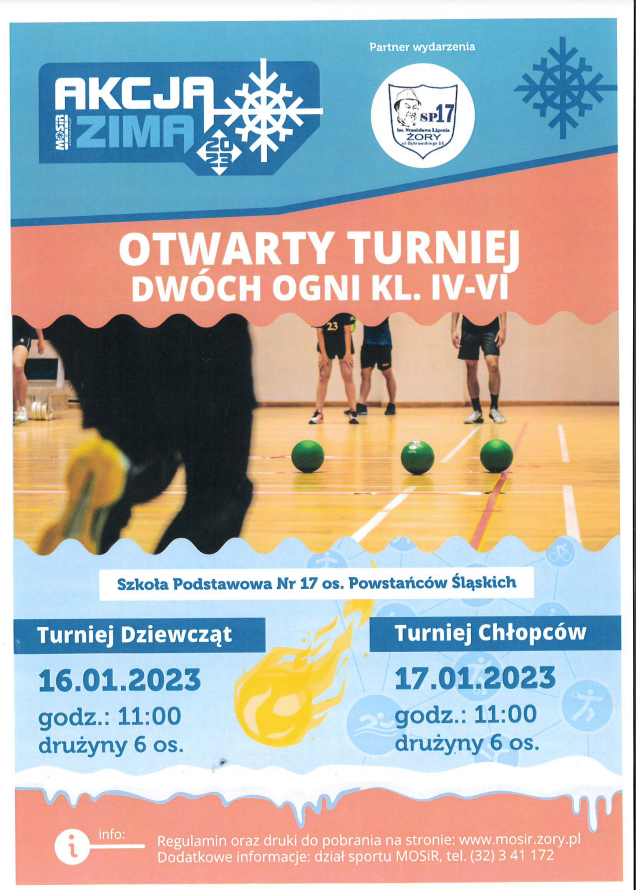 Plakat Otwartego Turnieju Dwóch Ogni Klas IV-VI