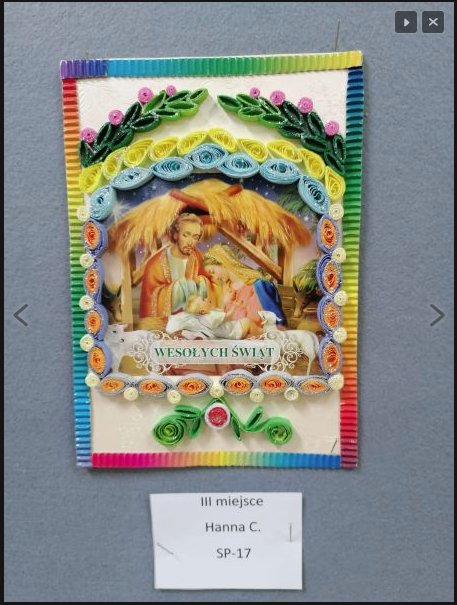 Zdjęcie przedstawia pracę konkursową wykonaną przez uczennicę klasy 3a Hannę Cisek, która zdobyła III miejsce w kategorii klas III.