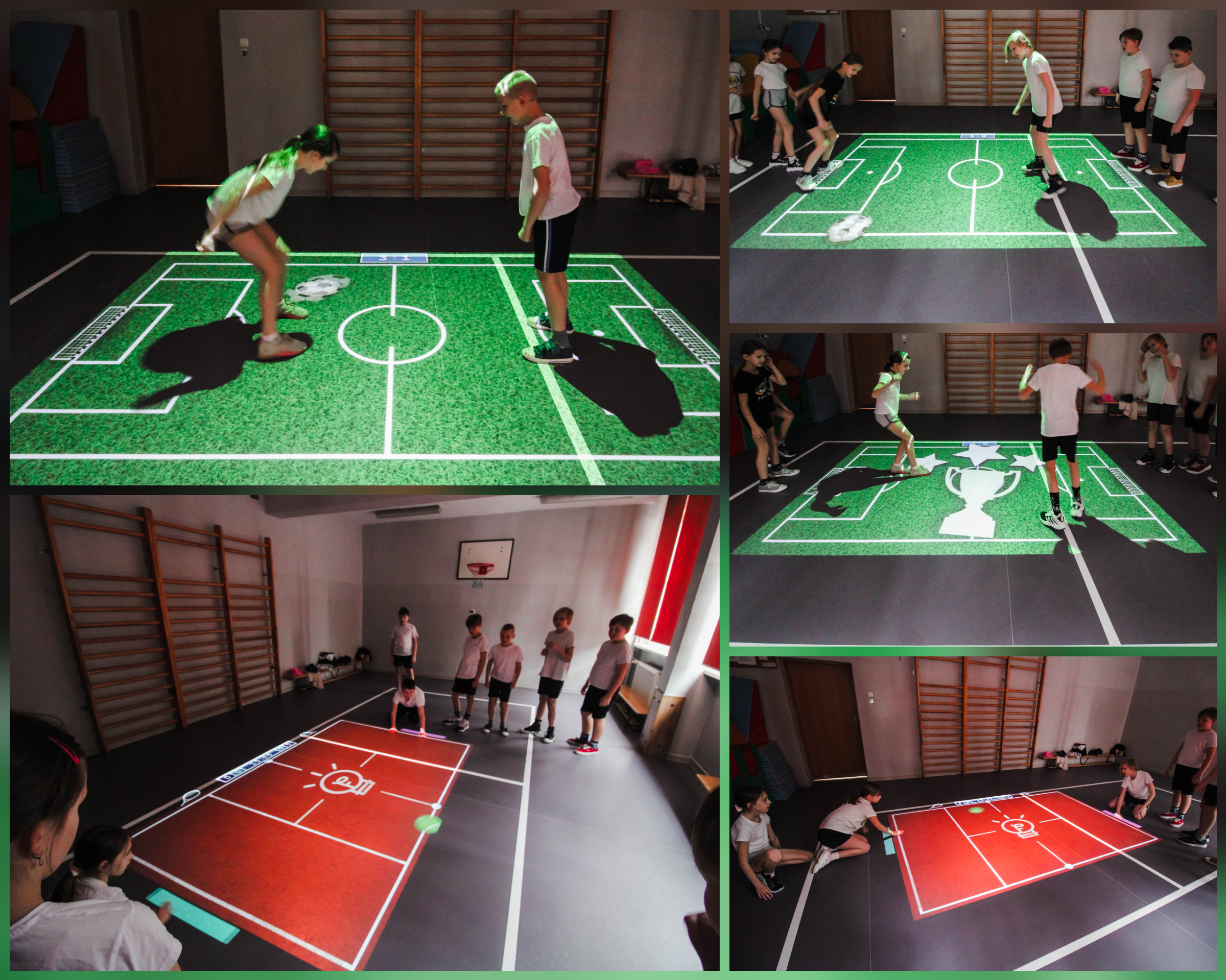 Zdjęcie przedstawia uczniów i uczennice, którzy wykonują różne aktywności, korzystając z Magicznego Dywanu.