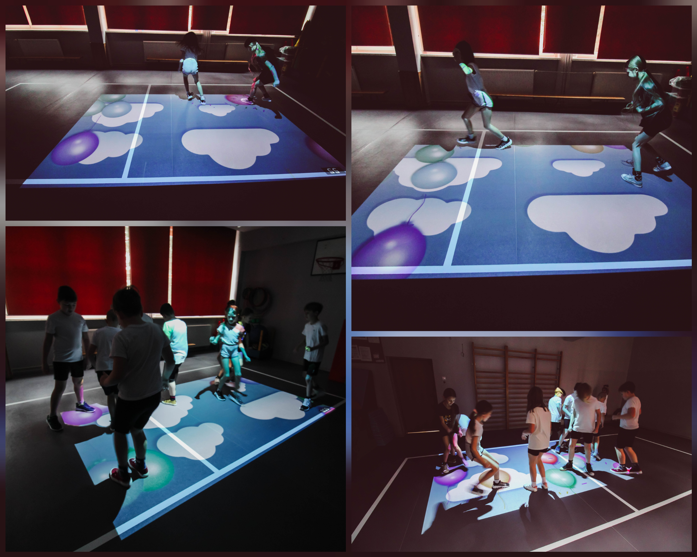 Zdjęcie przedstawia uczniów i uczennice, którzy wykonują różne aktywności, korzystając z Magicznego Dywanu.