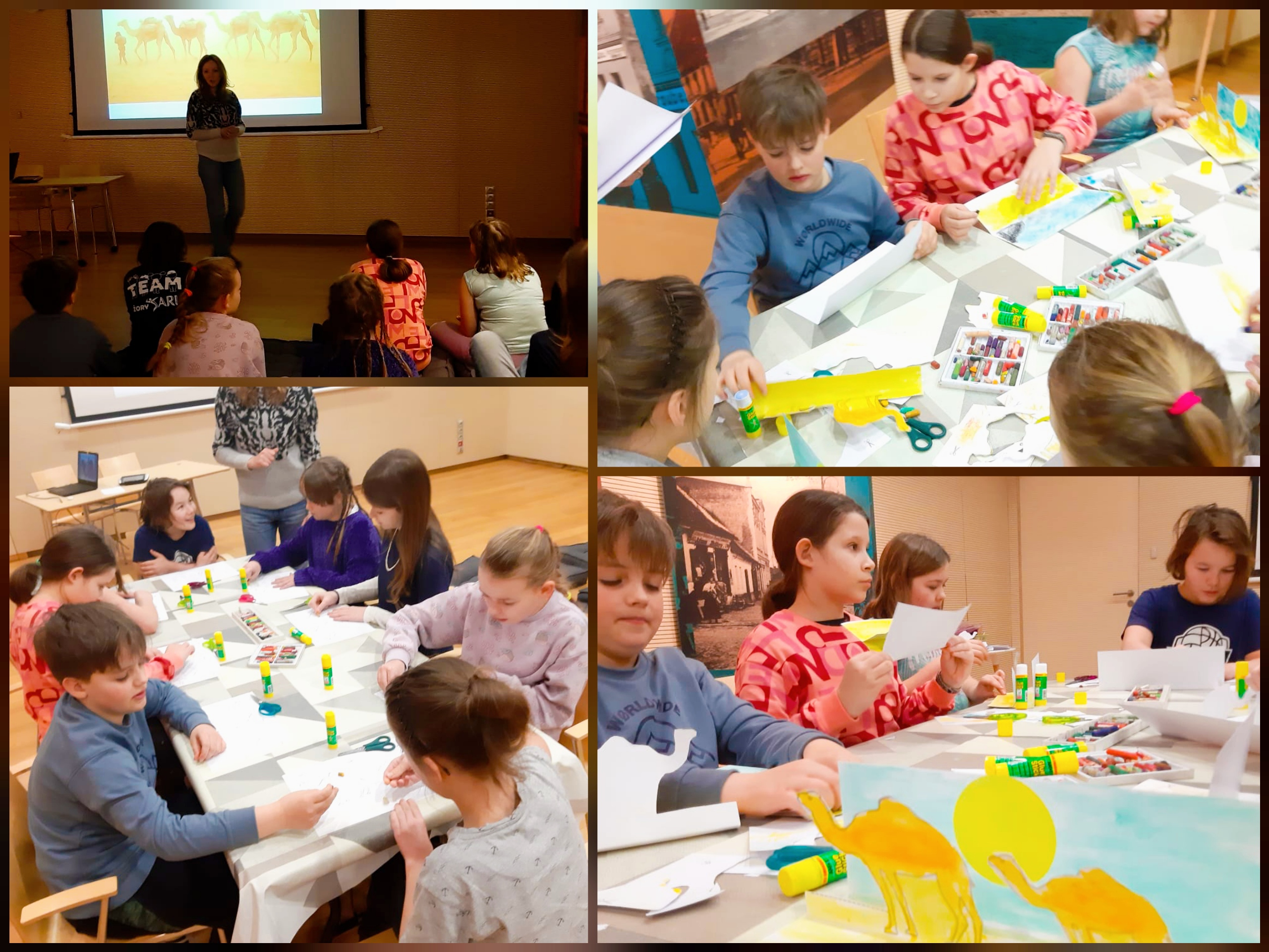 Zdjęcie przedstawia uczniów i uczennice w czasie wizyty w Muzeum Miejskim w Żorach