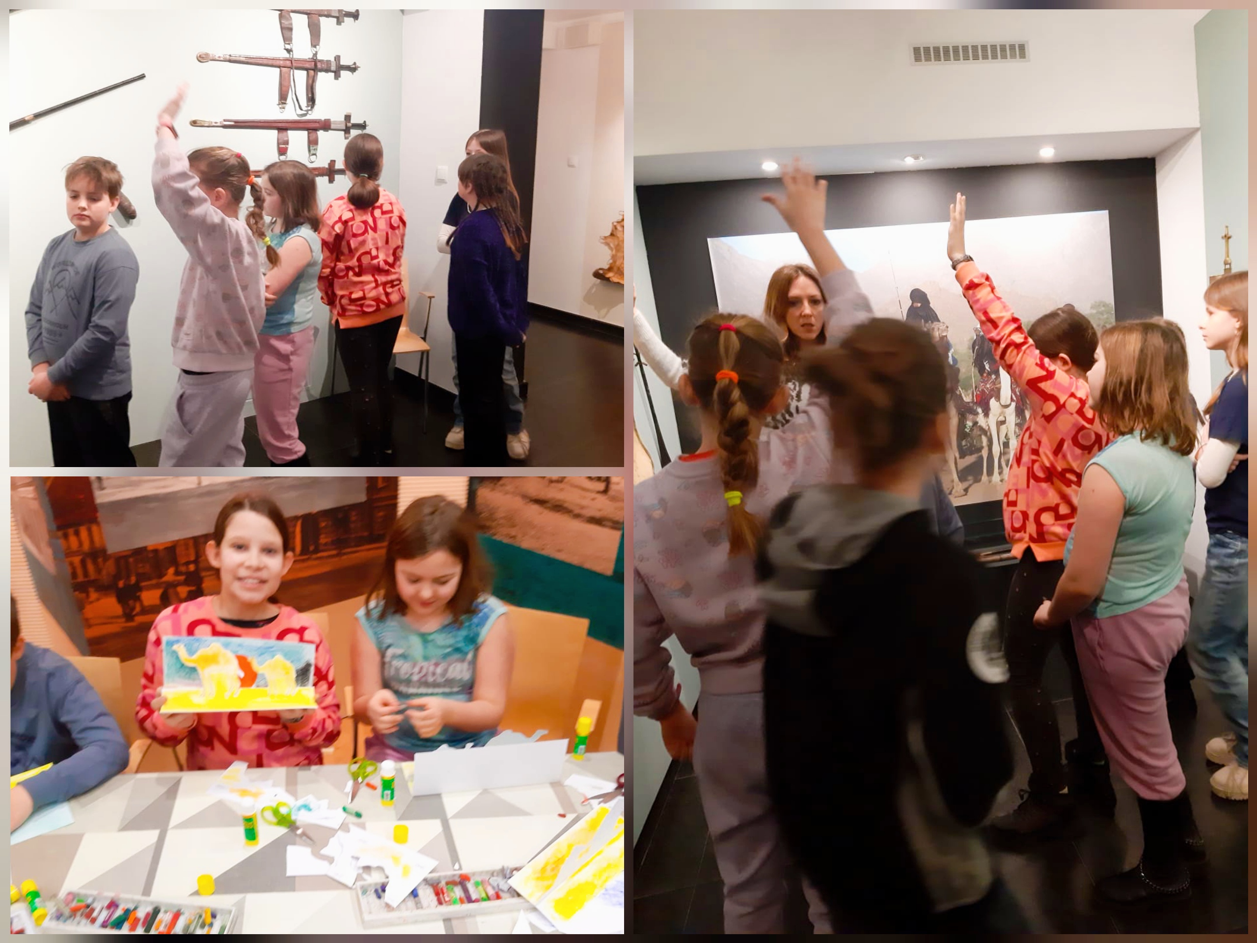 Zdjęcie przedstawia uczniów i uczennice w czasie wizyty w Muzeum Miejskim w Żorach