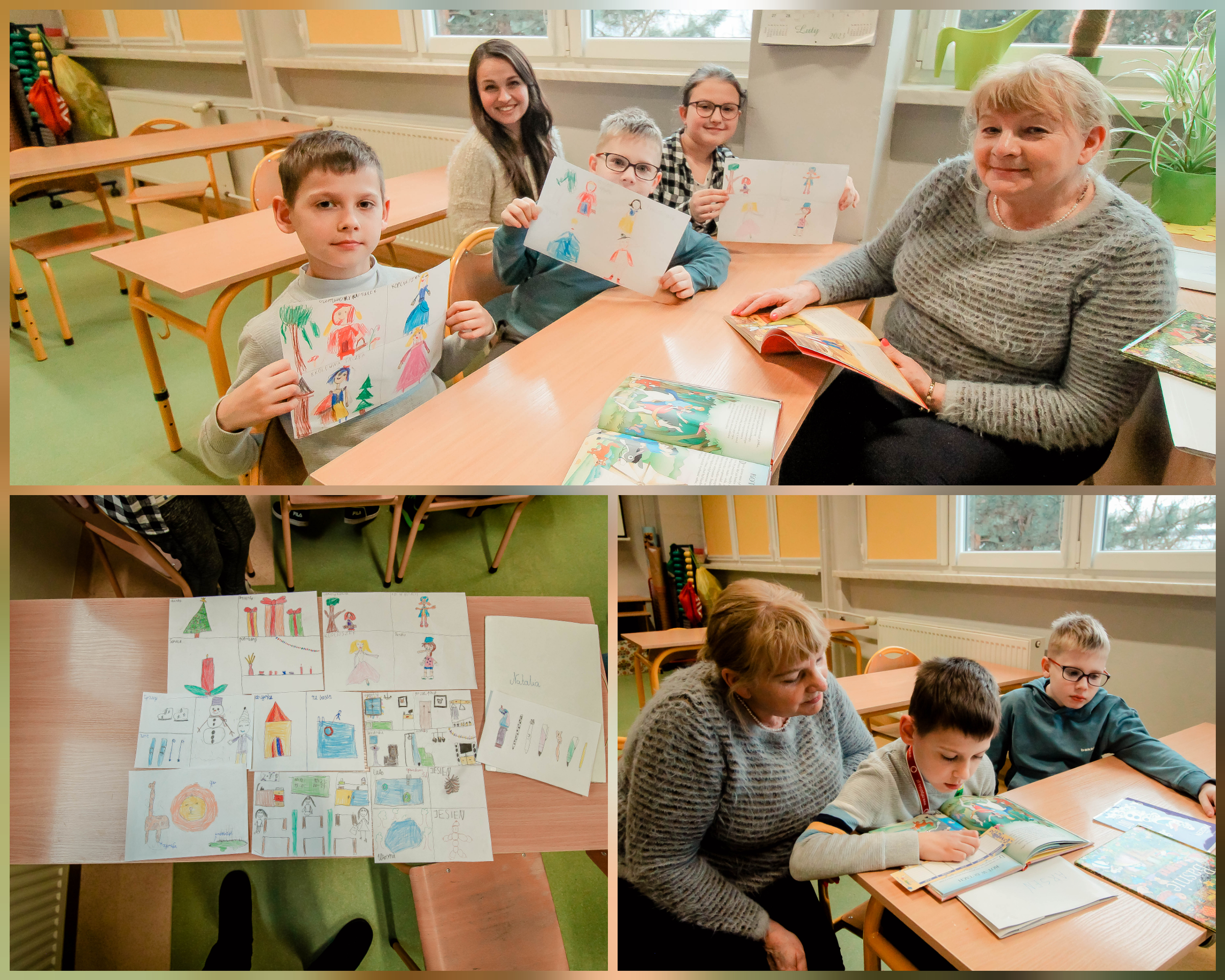 Zdjęcie przedstawia uczniów z Ukrainy w czasie zajęć z języka polskiego.