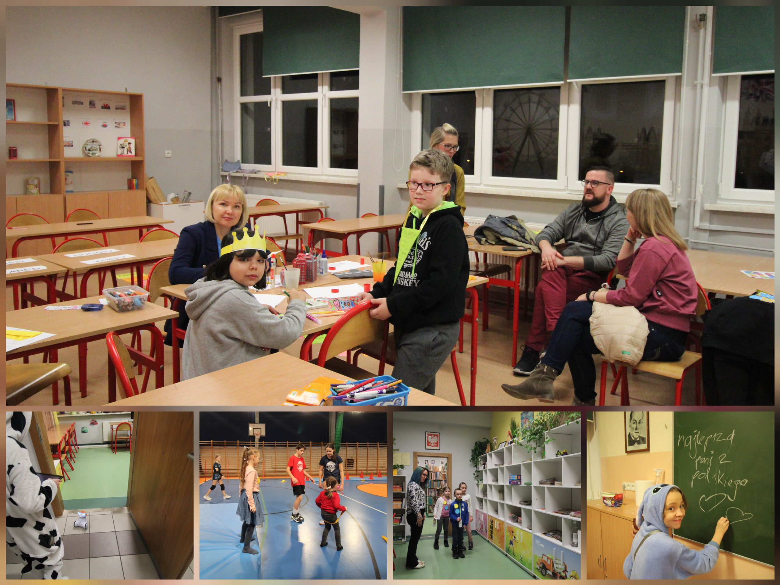 Zdjęcie przedstawiają gości Dnia Otwartego w czasie różnych aktywności.