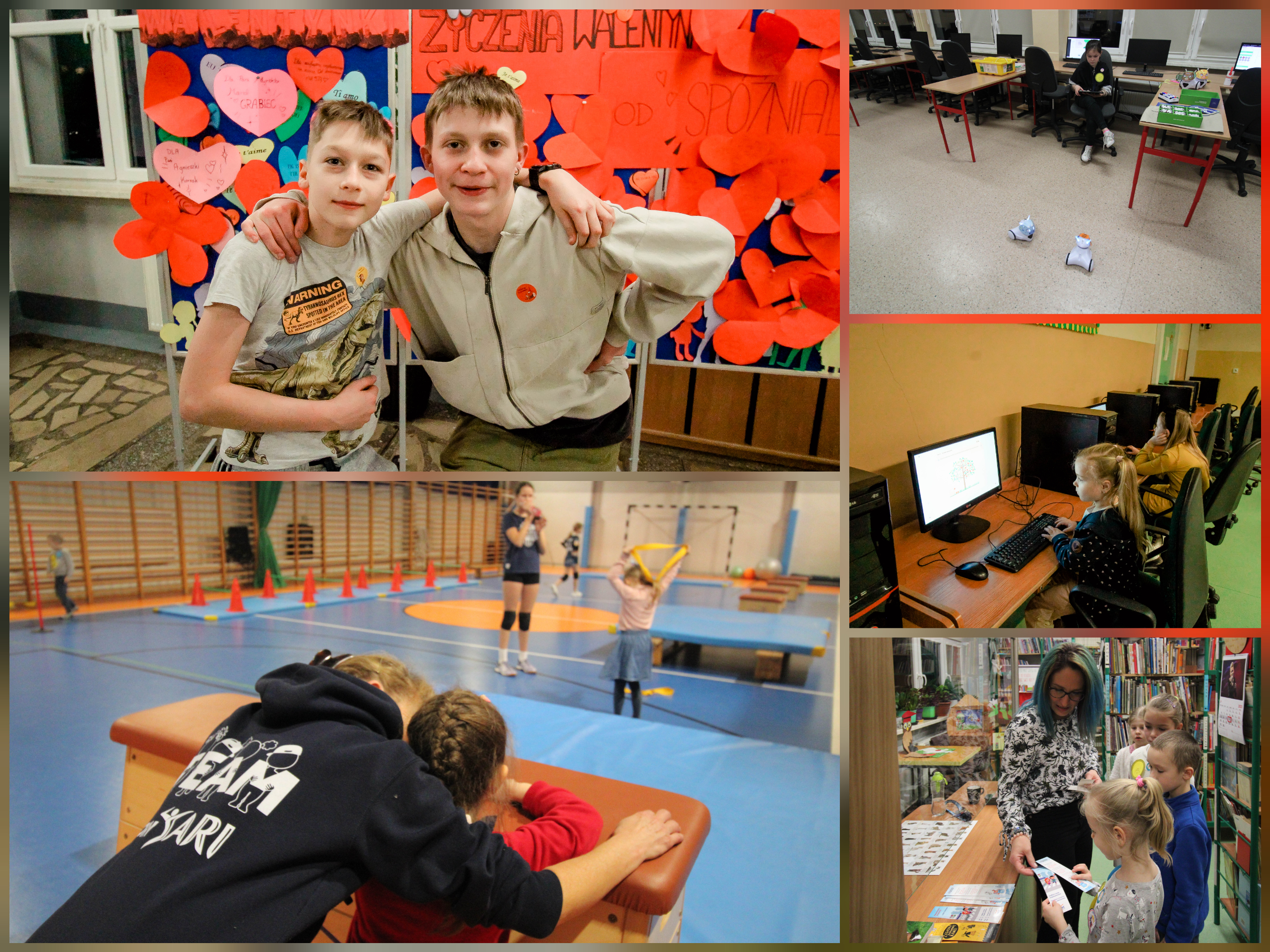 Zdjęcie przedstawiają gości Dnia Otwartego w czasie różnych aktywności.