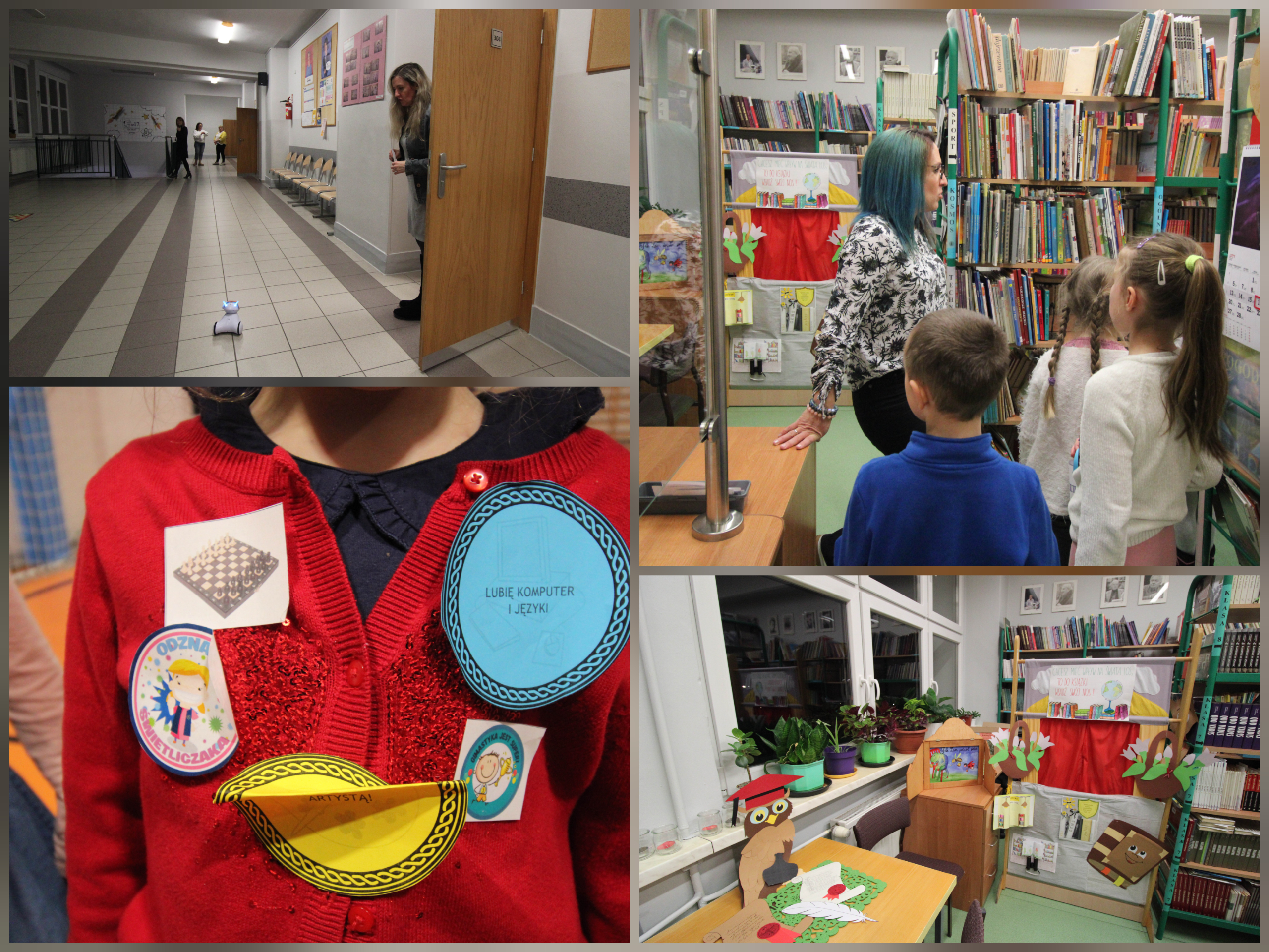 Zdjęcie przedstawiają gości Dnia Otwartego w czasie różnych aktywności.