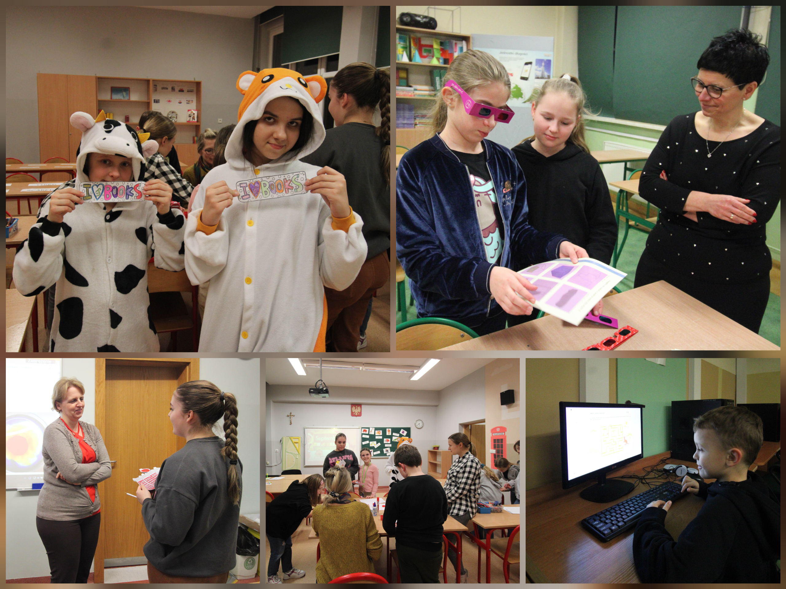 Zdjęcie przedstawiają gości Dnia Otwartego w czasie różnych aktywności.