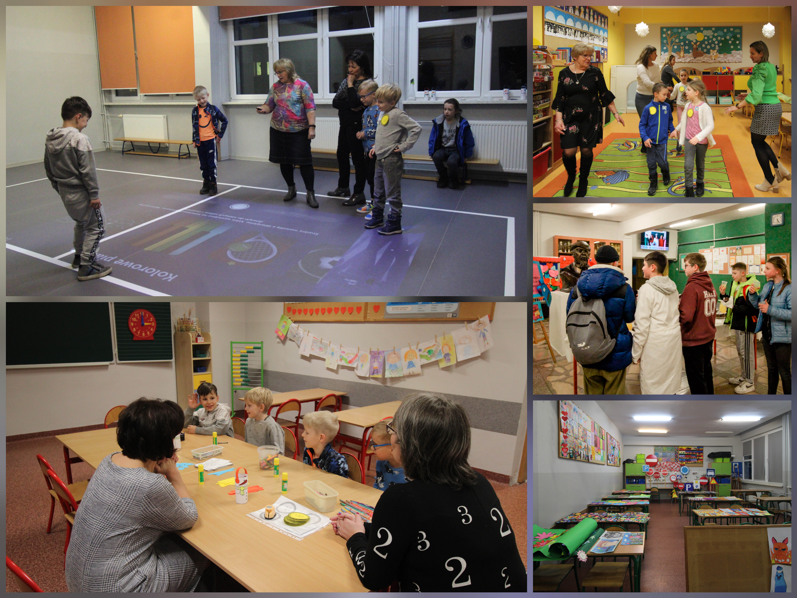 Zdjęcie przedstawiają gości Dnia Otwartego w czasie różnych aktywności.