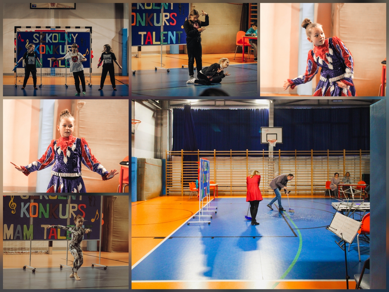 Zdjęcie przedstawia uczestniczki i uczestników Szkolnego Konkursu Mam Talent.