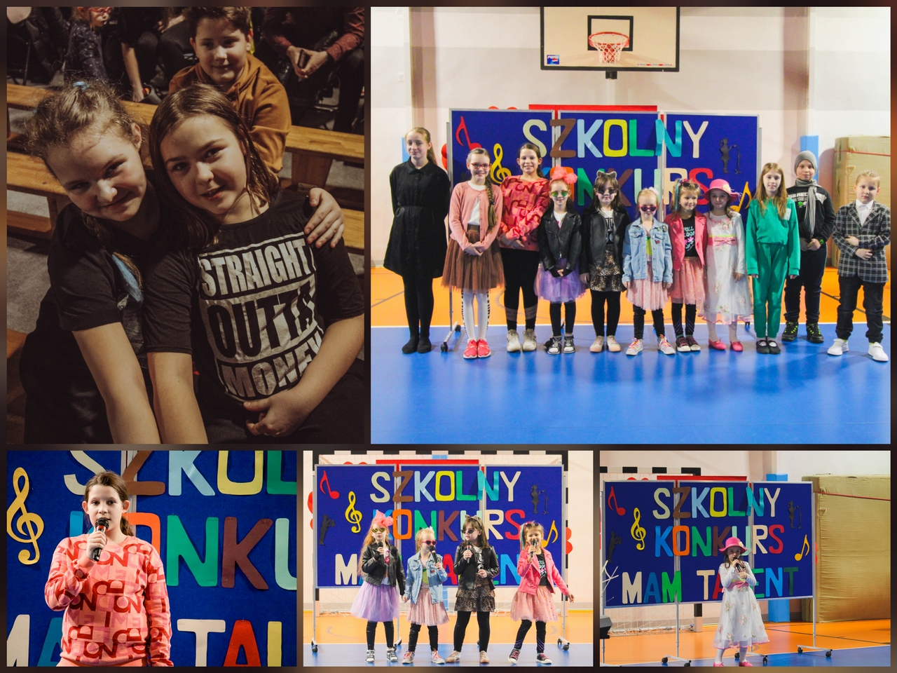 Zdjęcie przedstawia uczestniczki i uczestników Szkolnego Konkursu Mam Talent.
