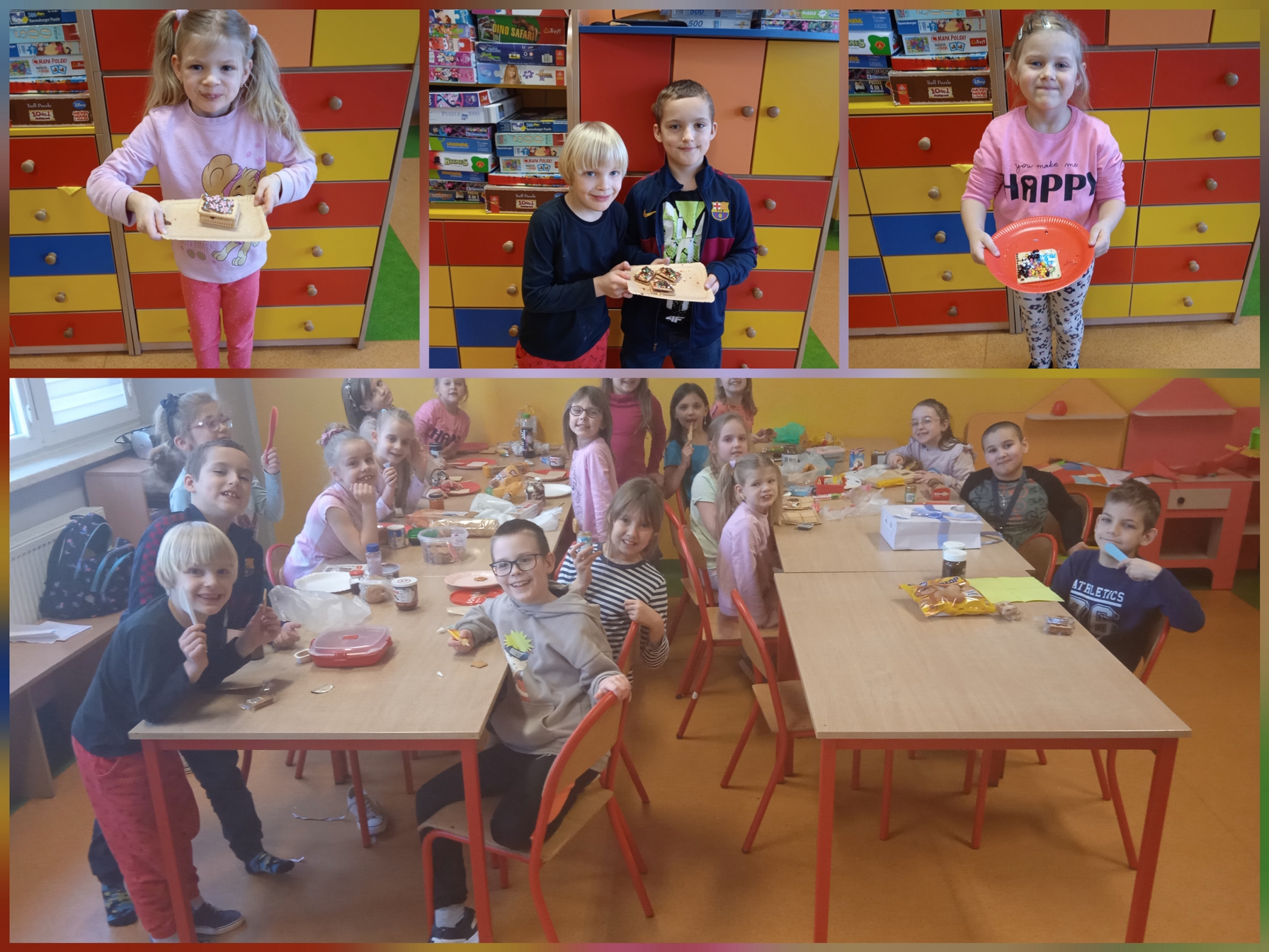 Uczniowie i uczennice robiący własne ciasteczka.