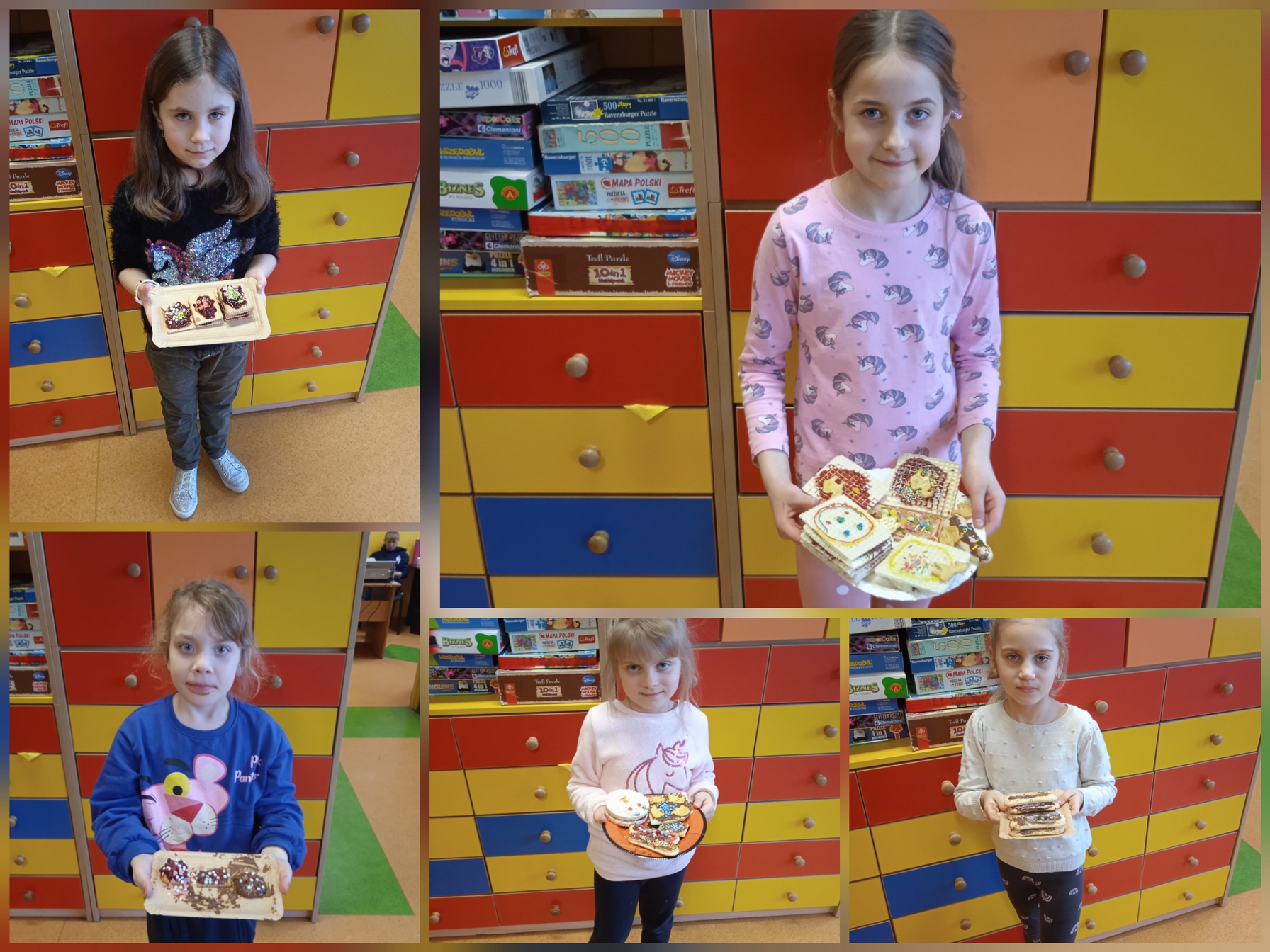 Uczniowie i uczennice robiący własne ciasteczka.