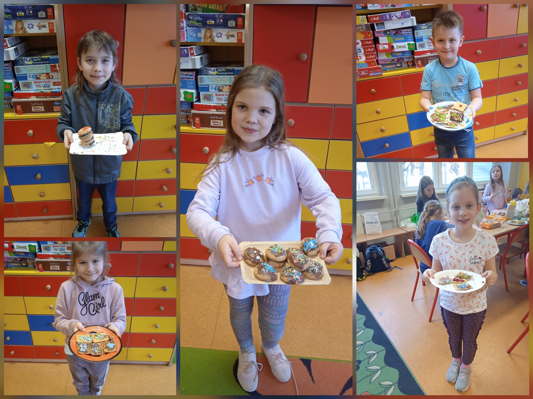 Uczniowie i uczennice robiący własne ciasteczka.