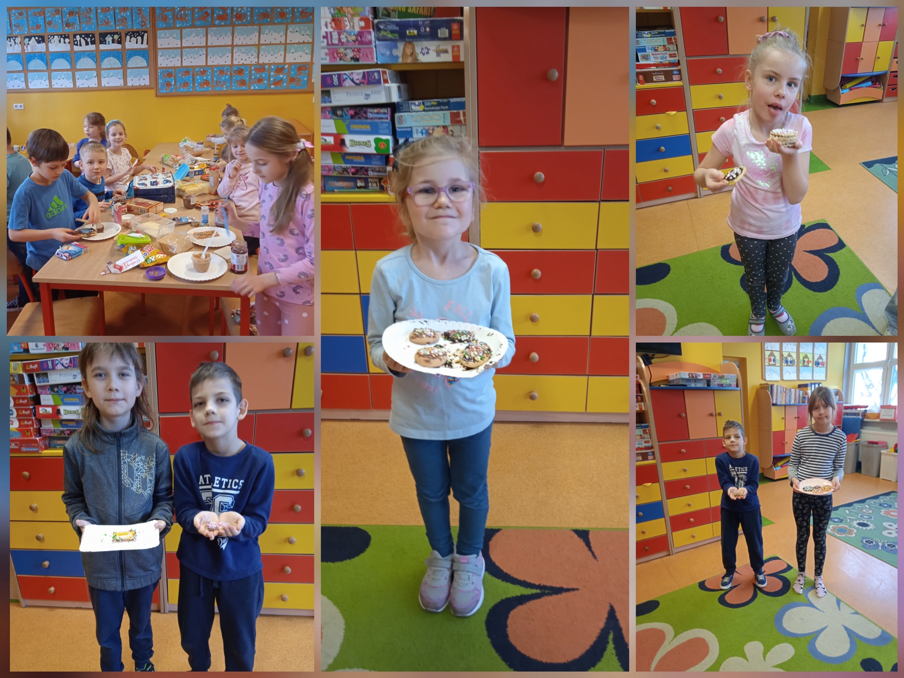 Uczniowie i uczennice robiący własne ciasteczka.