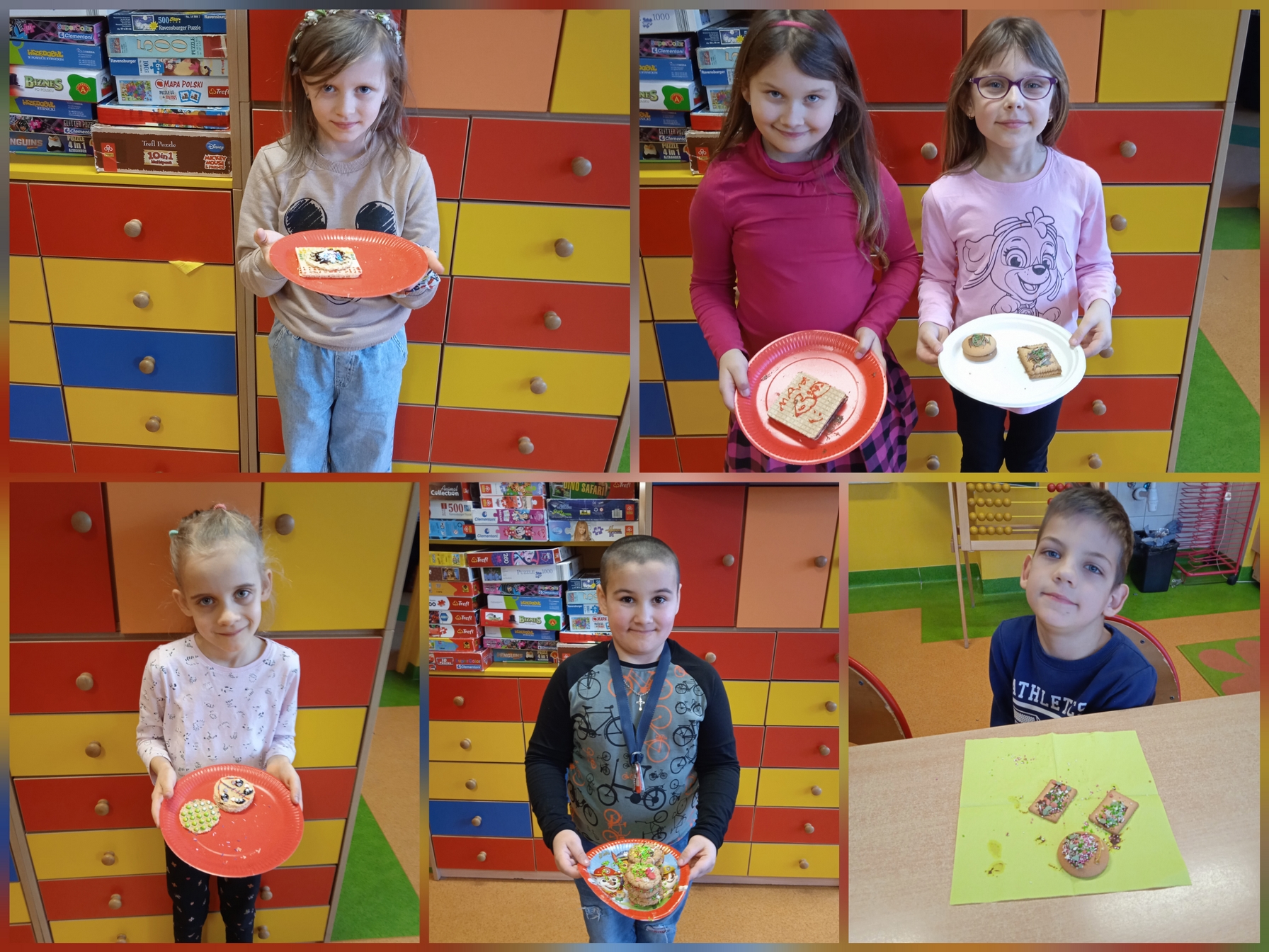 Uczniowie i uczennice robiący własne ciasteczka.