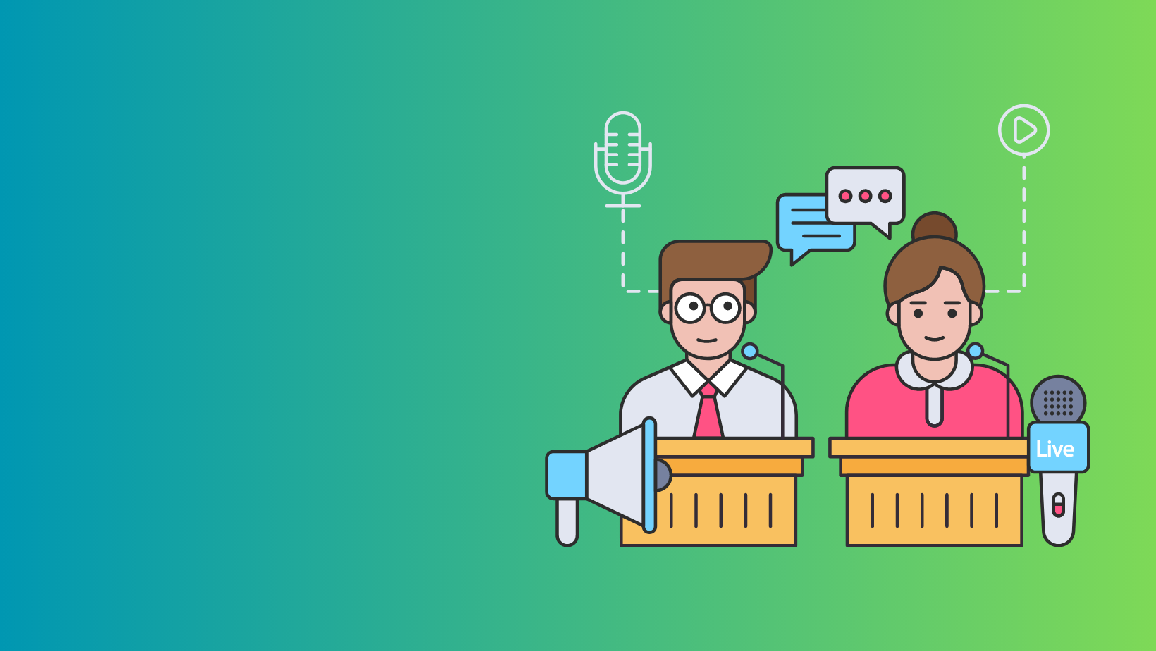 Grafika: postacie w czasie dyskusji.