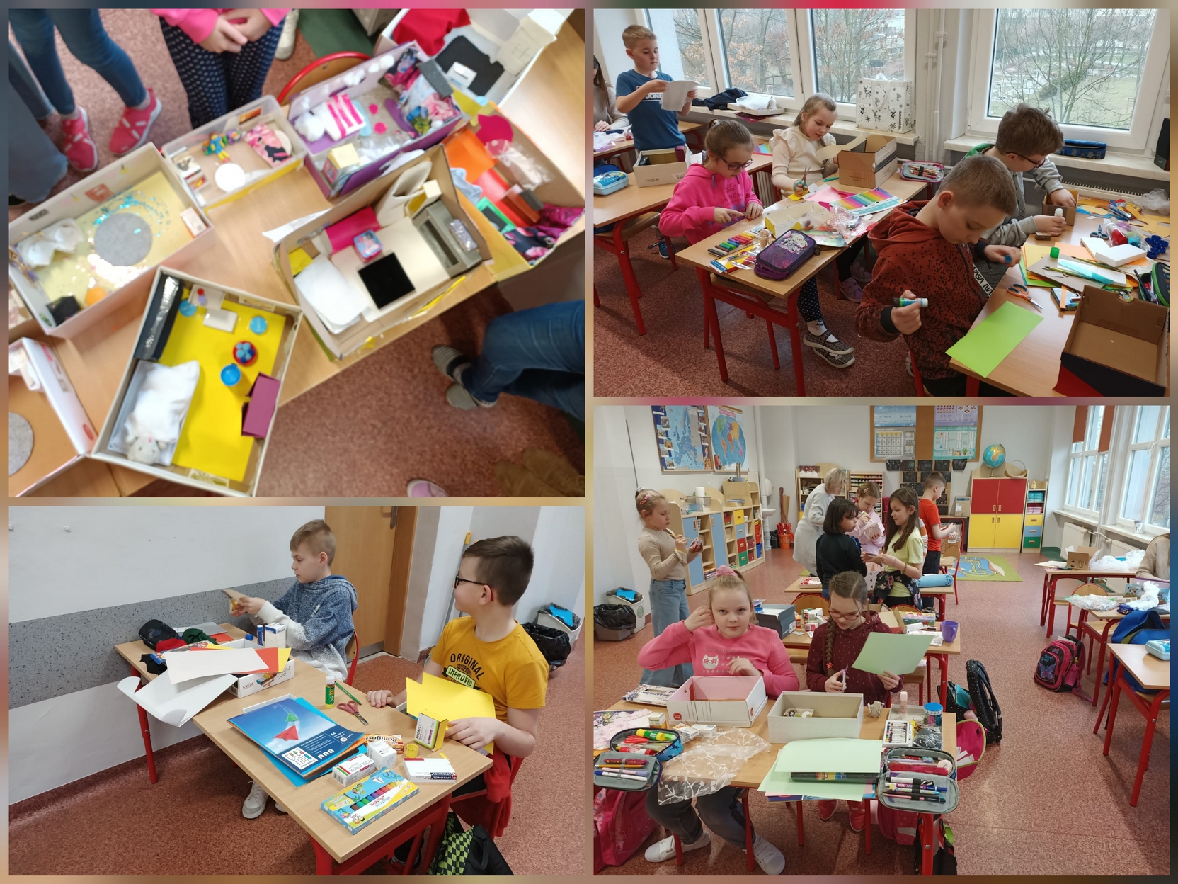 Uczniowie i uczennice w czasie zajęć technicznych.