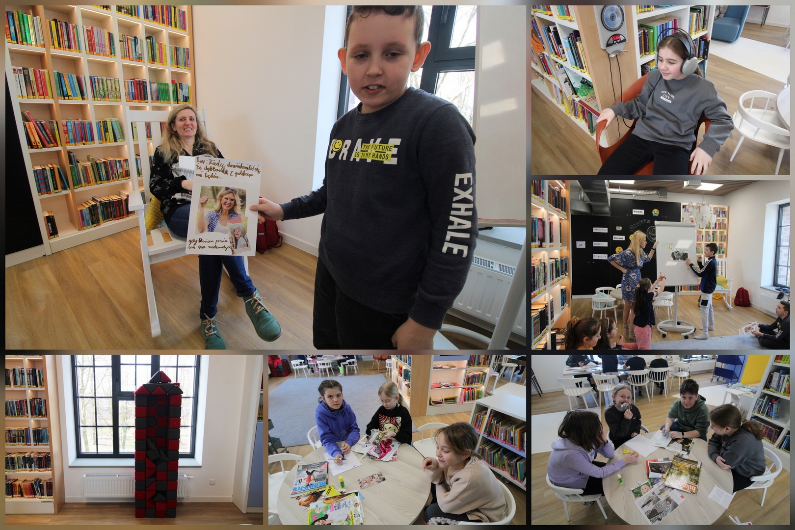 Uczniowie i uczennice w czasie warsztatów w MBP w Żorach.