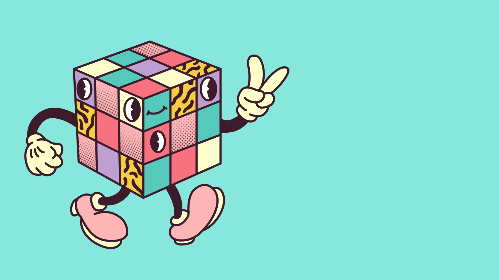 Grafika: wesoła kostka.