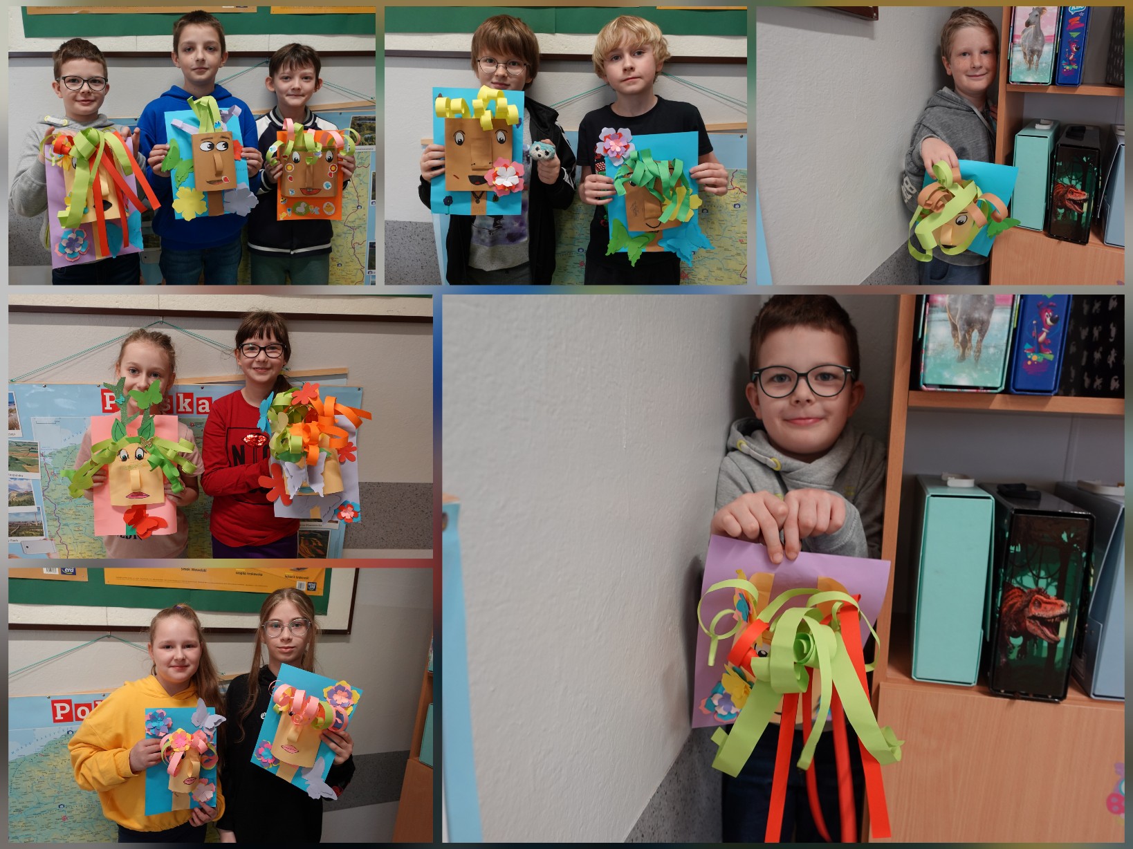 Uczniowie i uczennice w czasie lekcji plastyki.