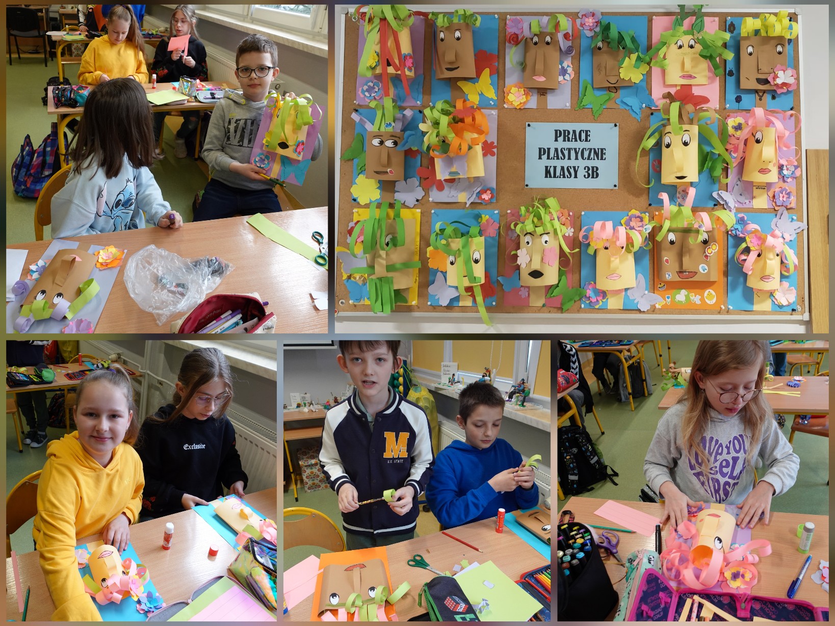 Uczniowie i uczennice w czasie lekcji plastyki.