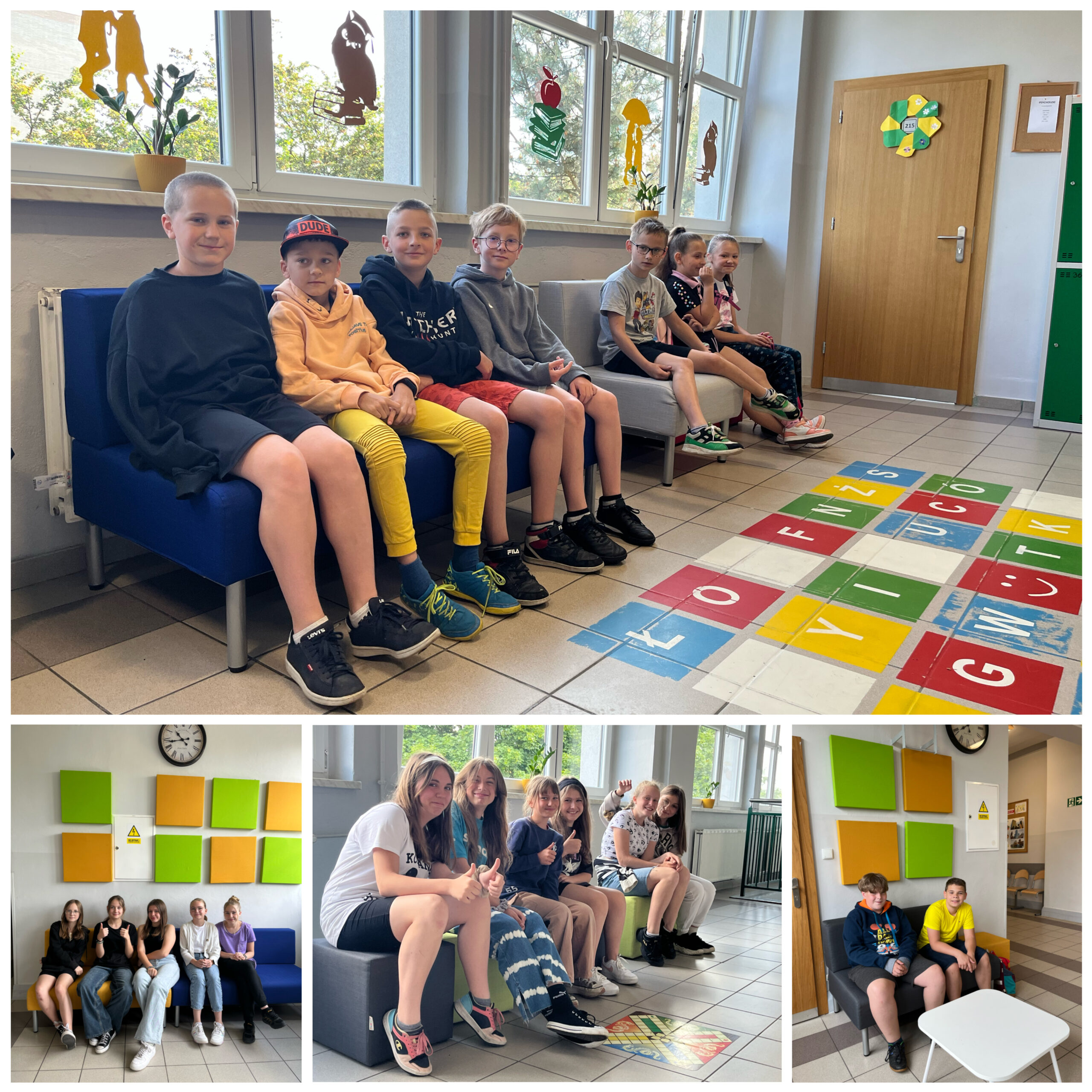 Uczniowie podczas przerwy.