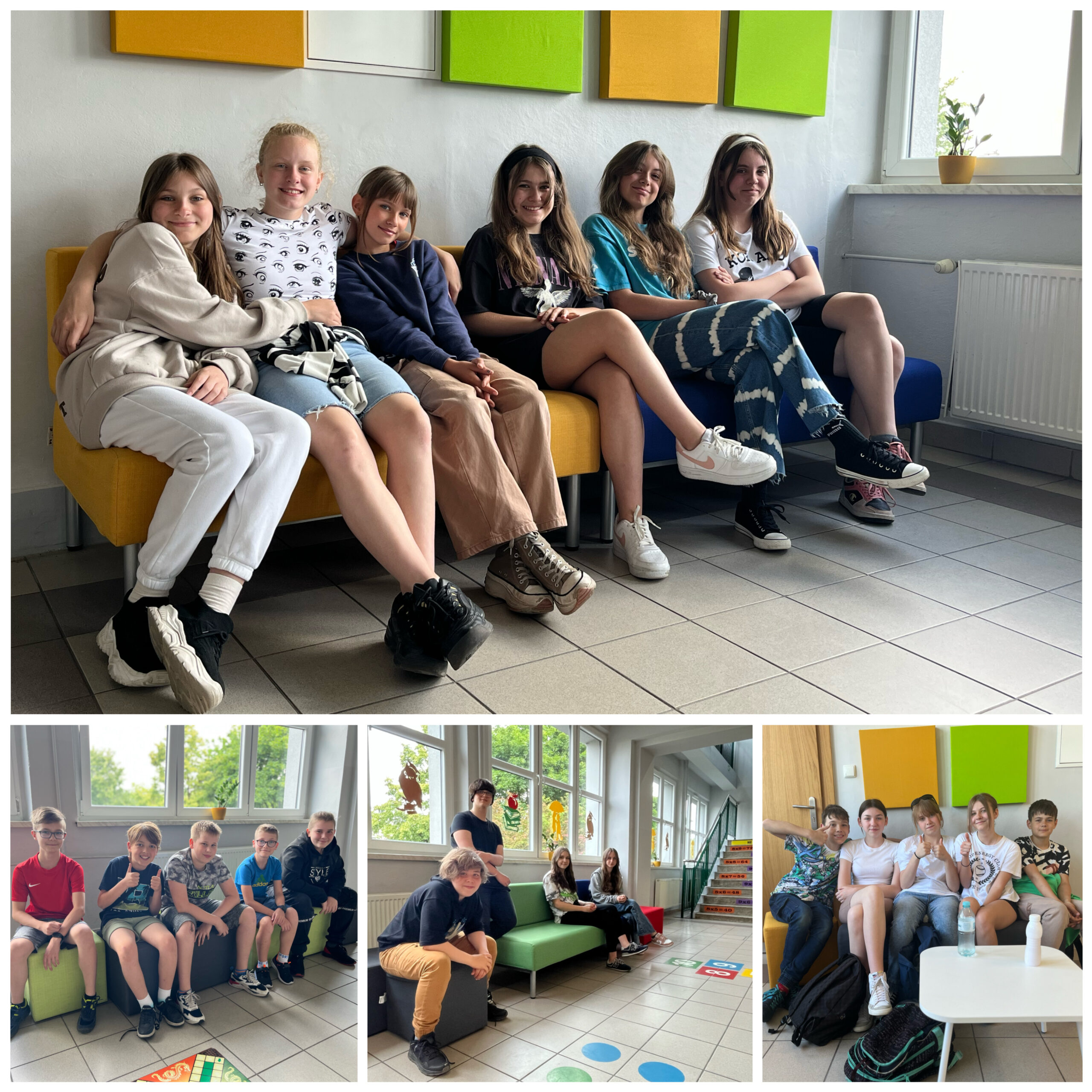 Uczniowie szkoły podczas przerwy.