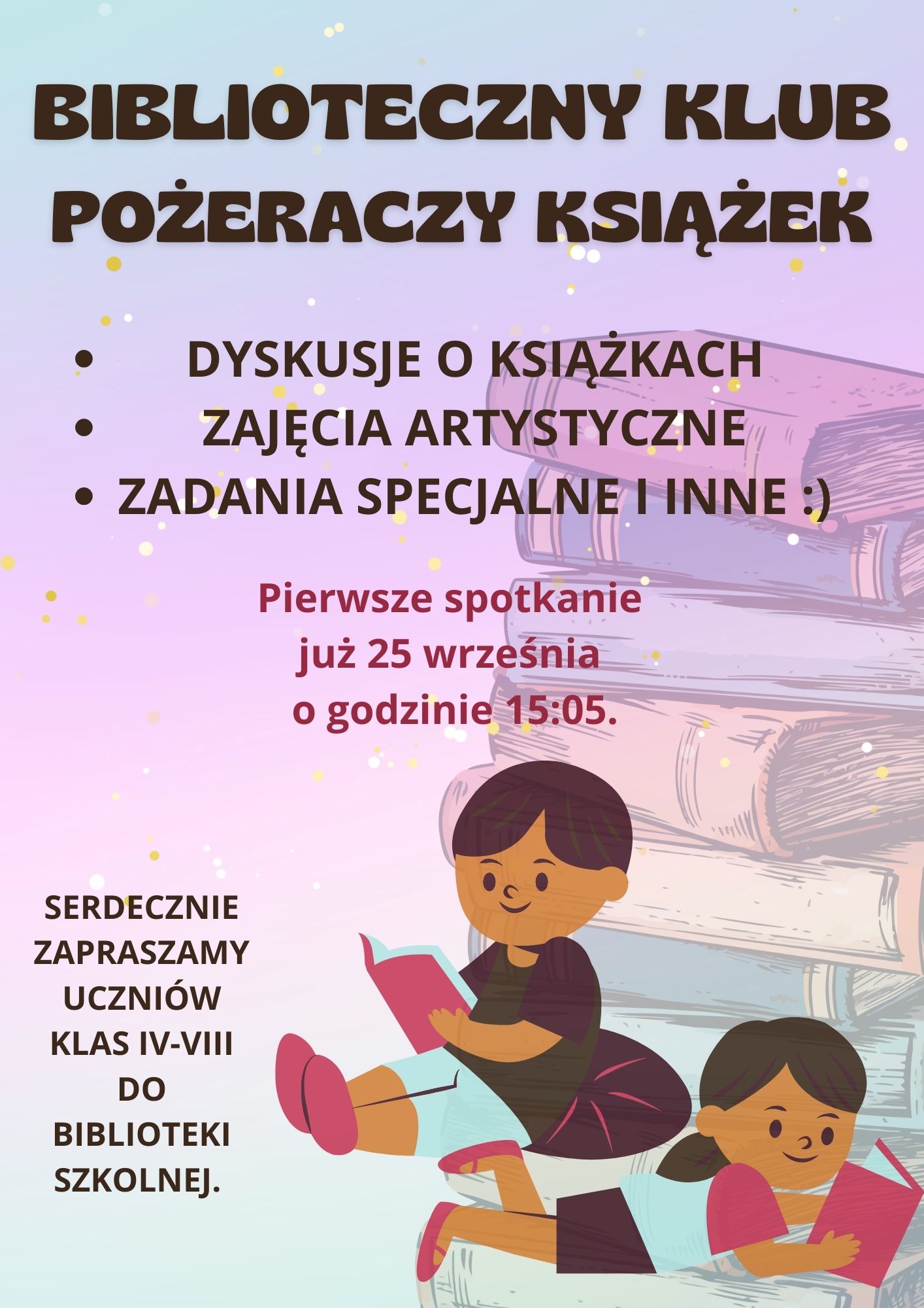 Infografika-Biblioteczny Klub Pożeraczy Książek.