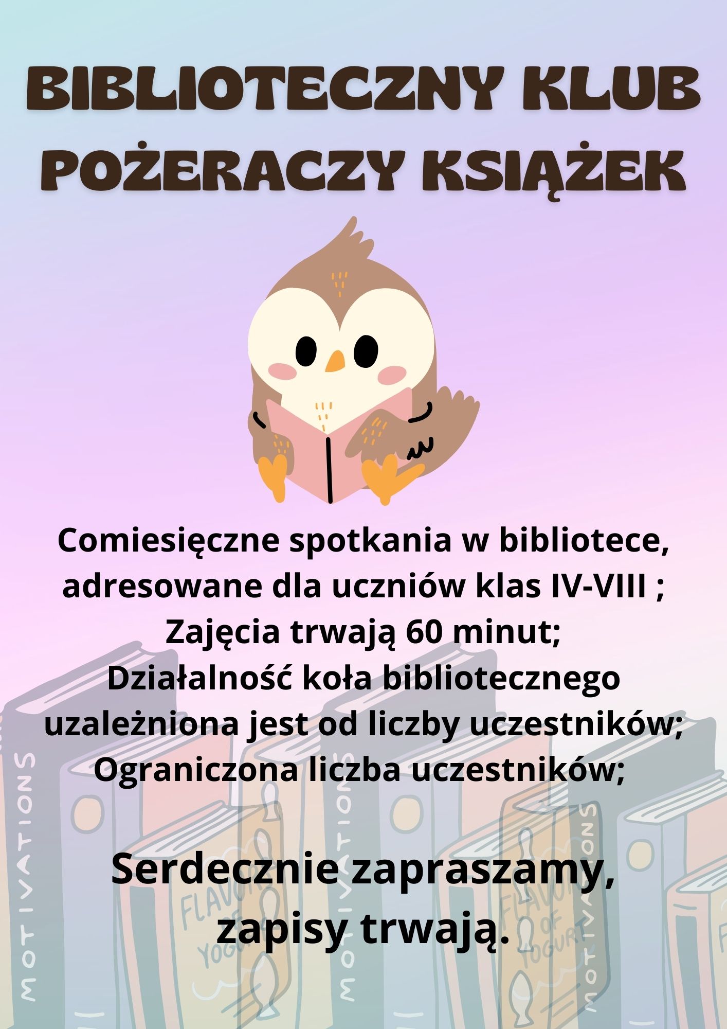 Infografika-Biblioteczny Klub Pożeraczy Książek.