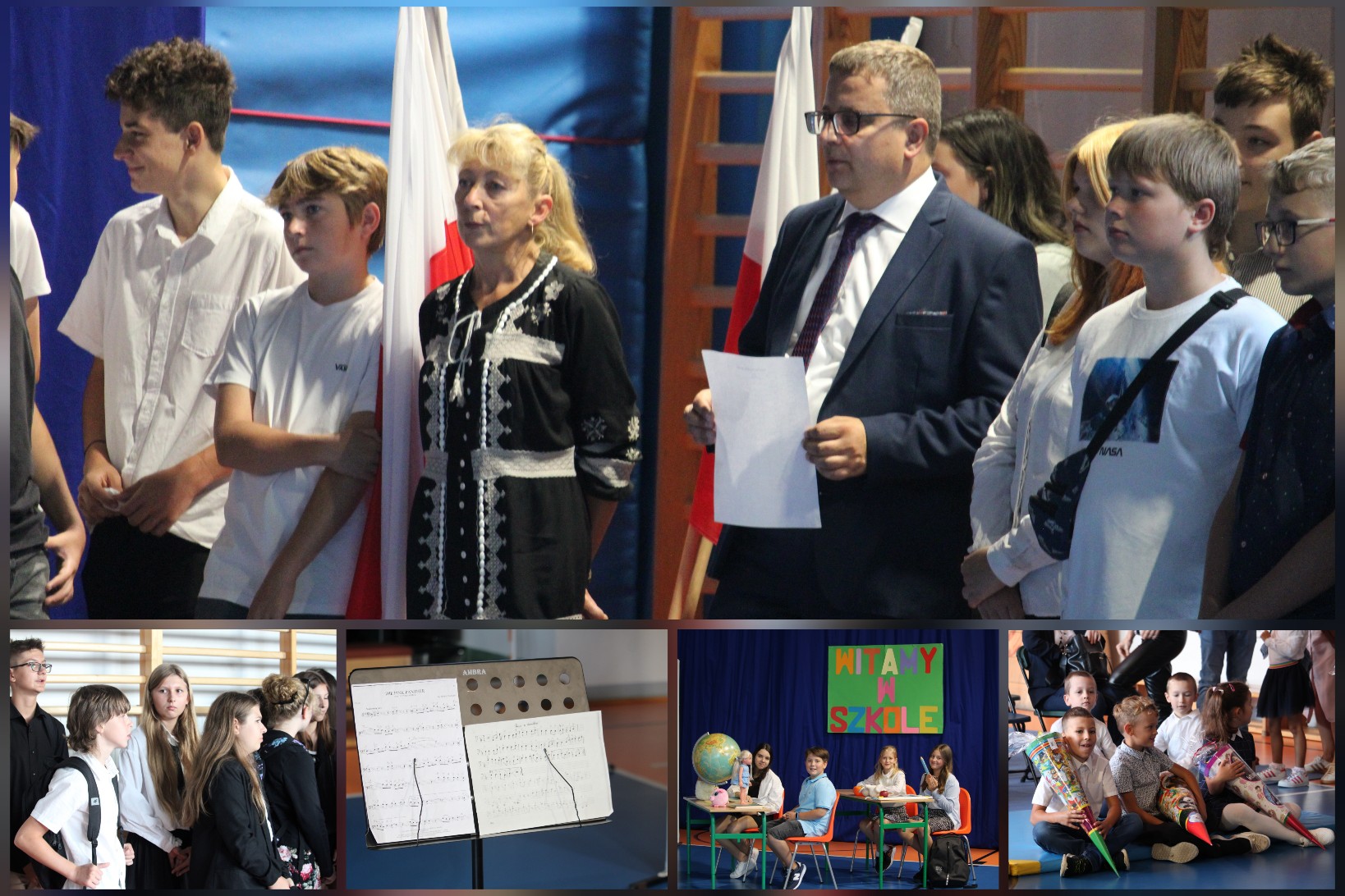 Uroczyste rozpoczęcie roku szkolnego 2023/2024- akademia w sali gimnastycznej.