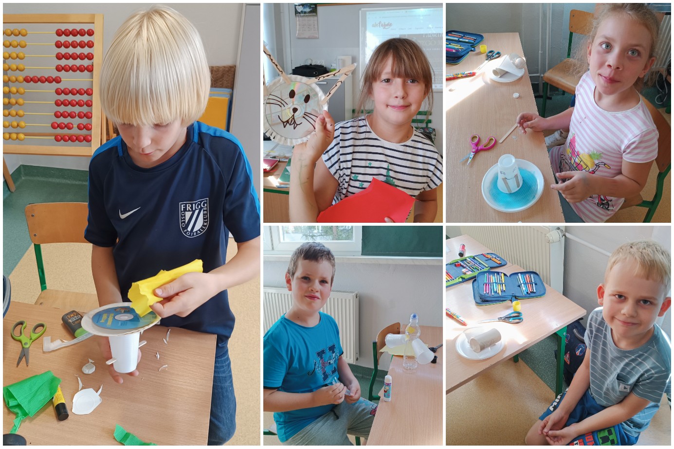 Uczennice i uczniowie w czasie zajęć technicznych.