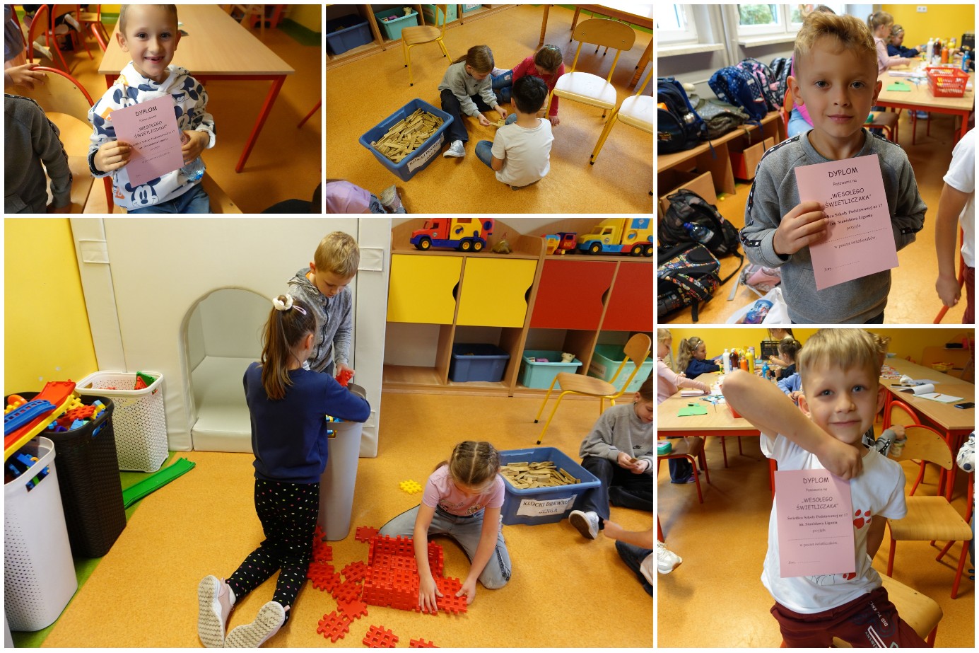 Wychowankowie świetlicy w trakcie różnych aktywności.