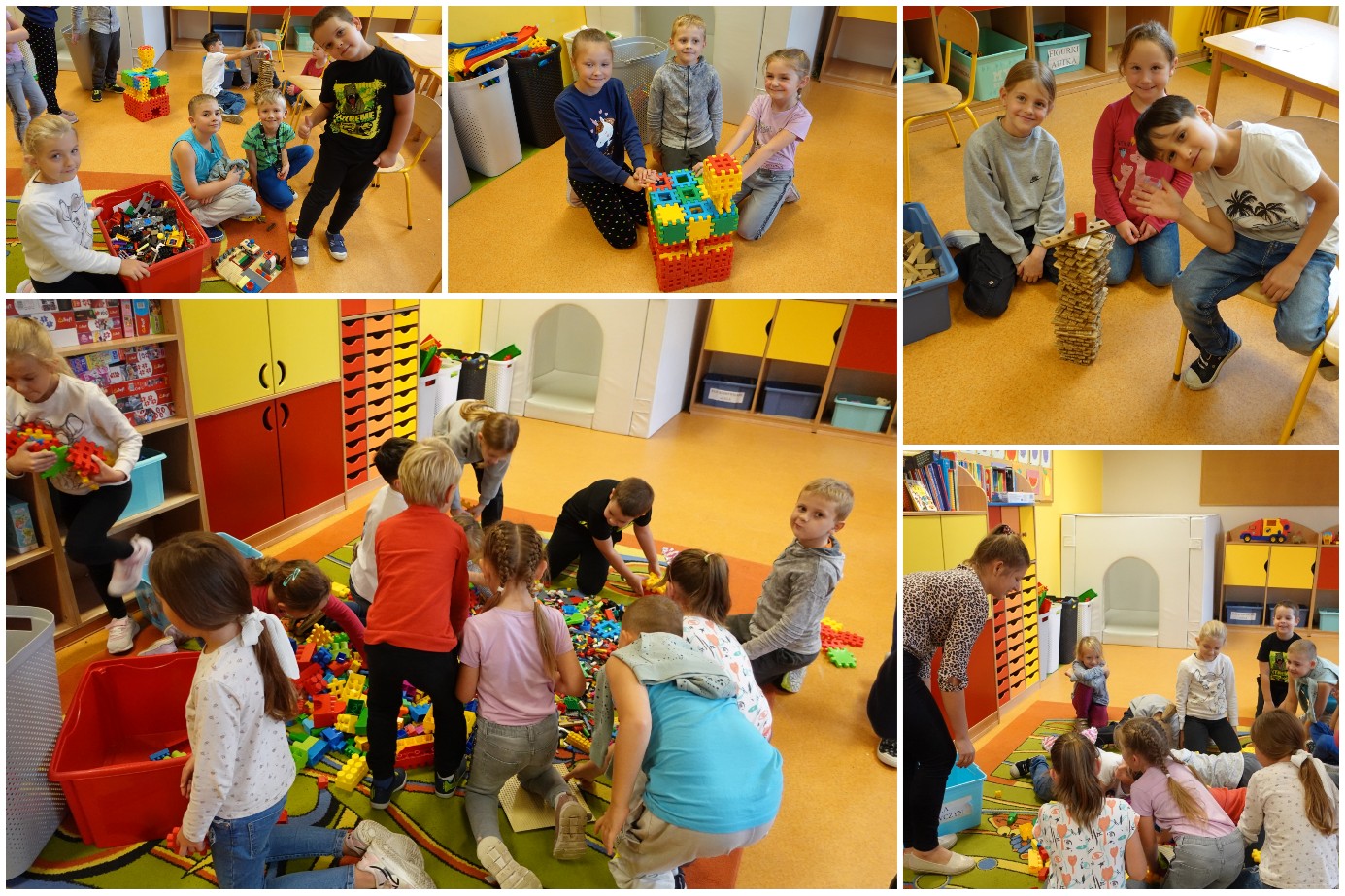 Wychowankowie świetlicy w trakcie różnych aktywności.