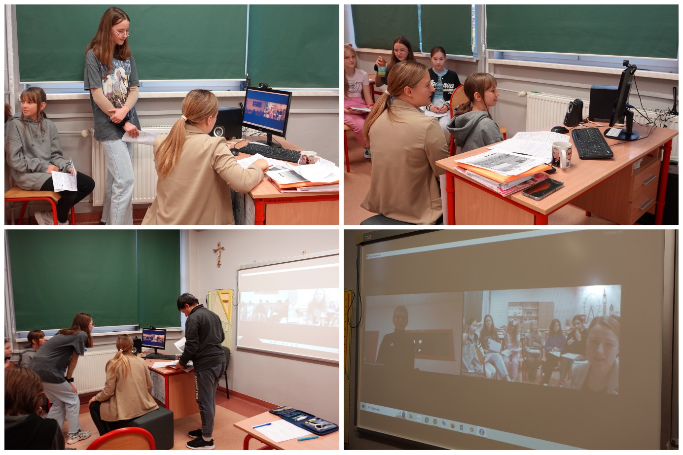 Uczniowie i uczennice w trakcie spotkania online.