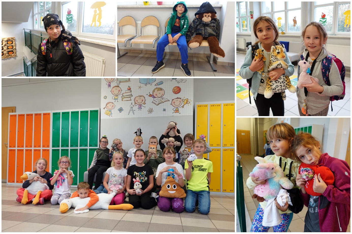 Społeczność SP17 w trakcie świętowania Dnia Miłośników Pluszaków.