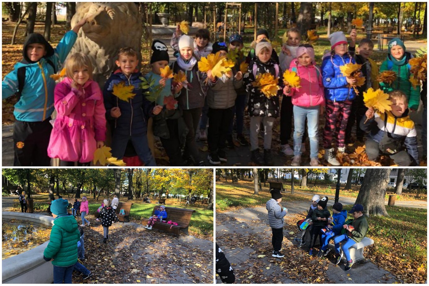 Uczennice i uczniowie z wizytą w Parku Staromiejskim.