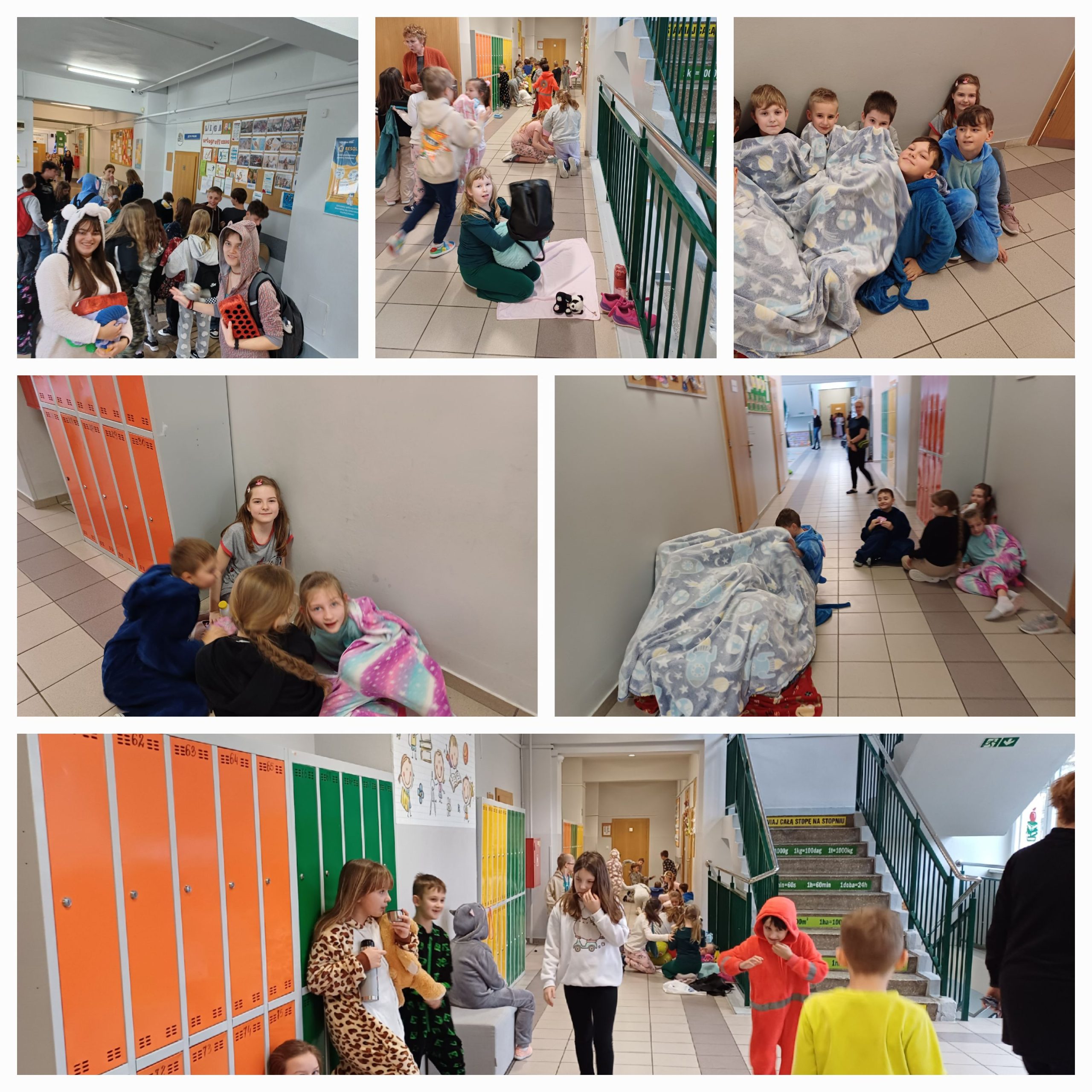 Uczniowie szkoły podczas Dnia Piżamowego.