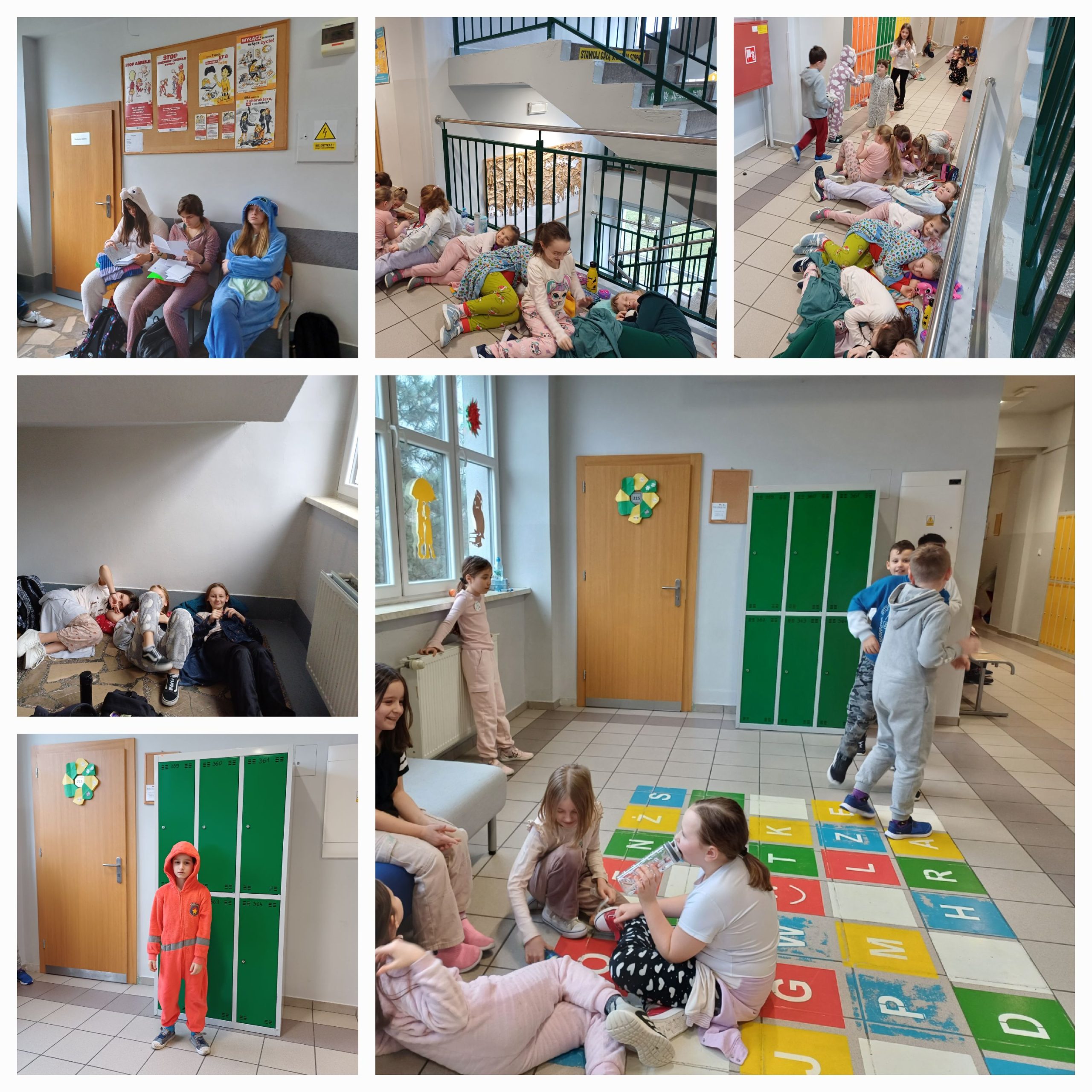 Uczniowie szkoły podczas Dnia Piżamowego.