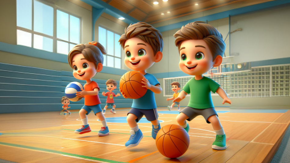 Grafika- dzieci w czasie gry w piłkę