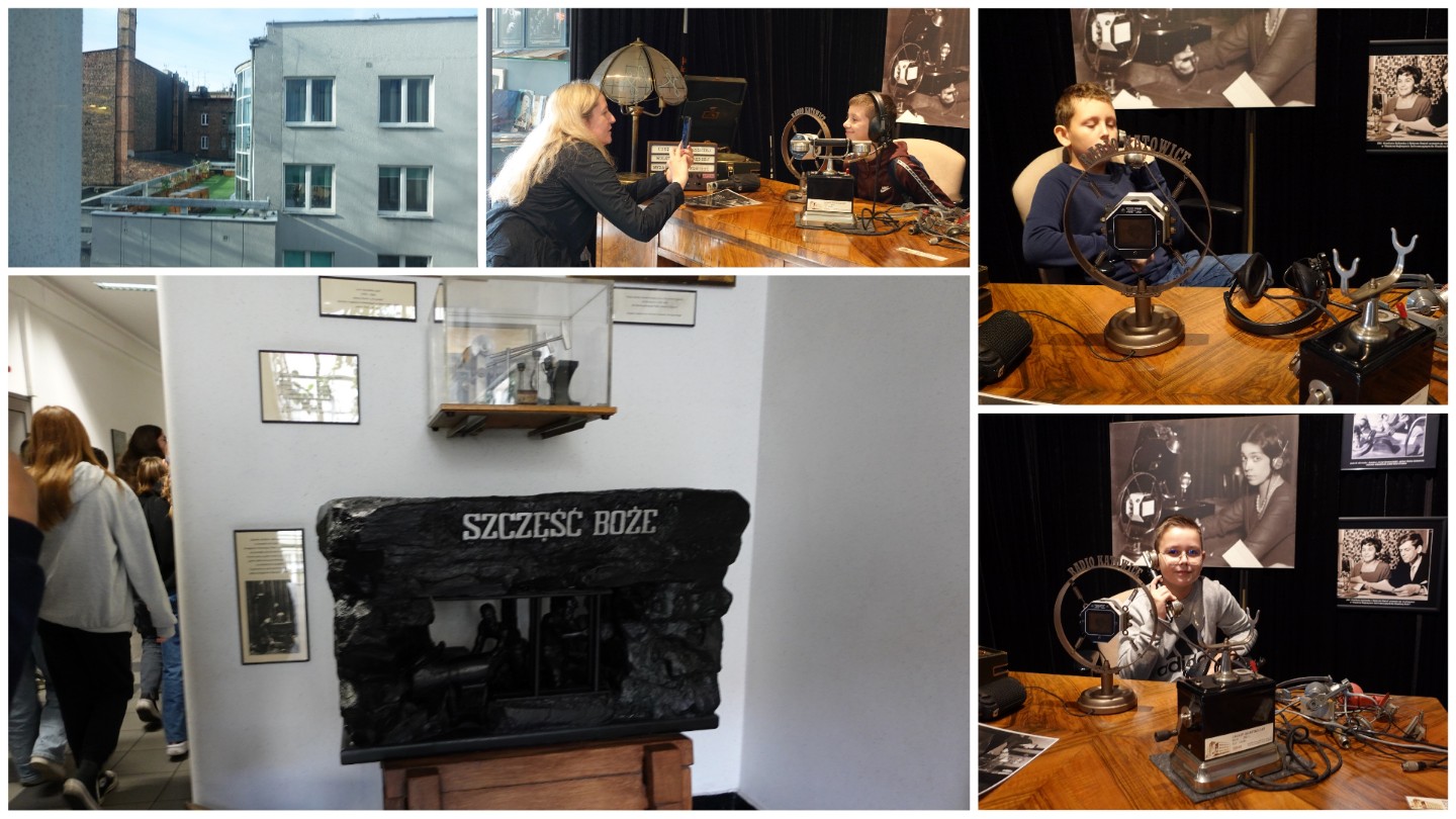 Uczniowie i uczennice w czasie wycieczki do Polskiego Radia Katowice.