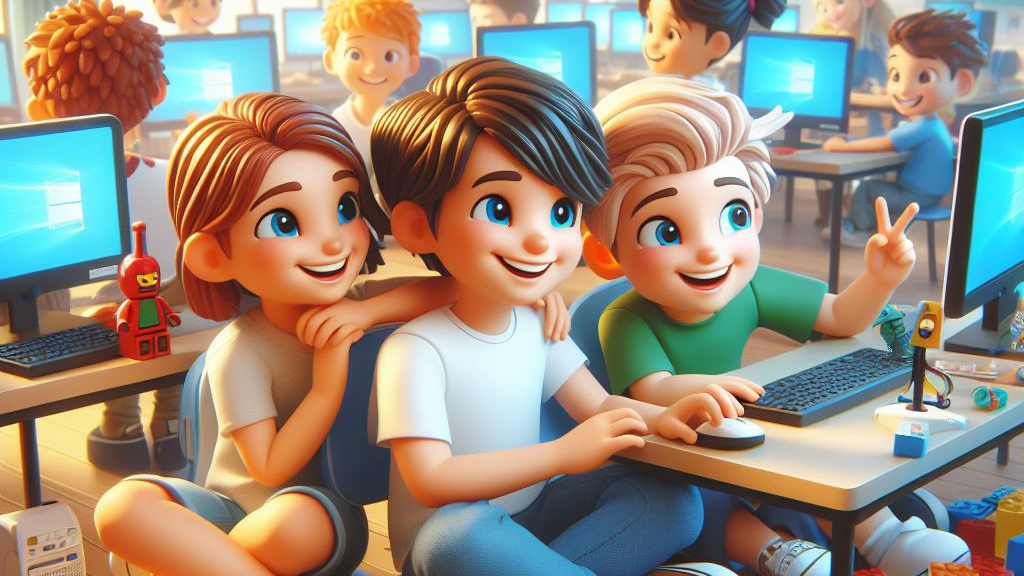 Dzieci w pracowni komputerowej- grafika
