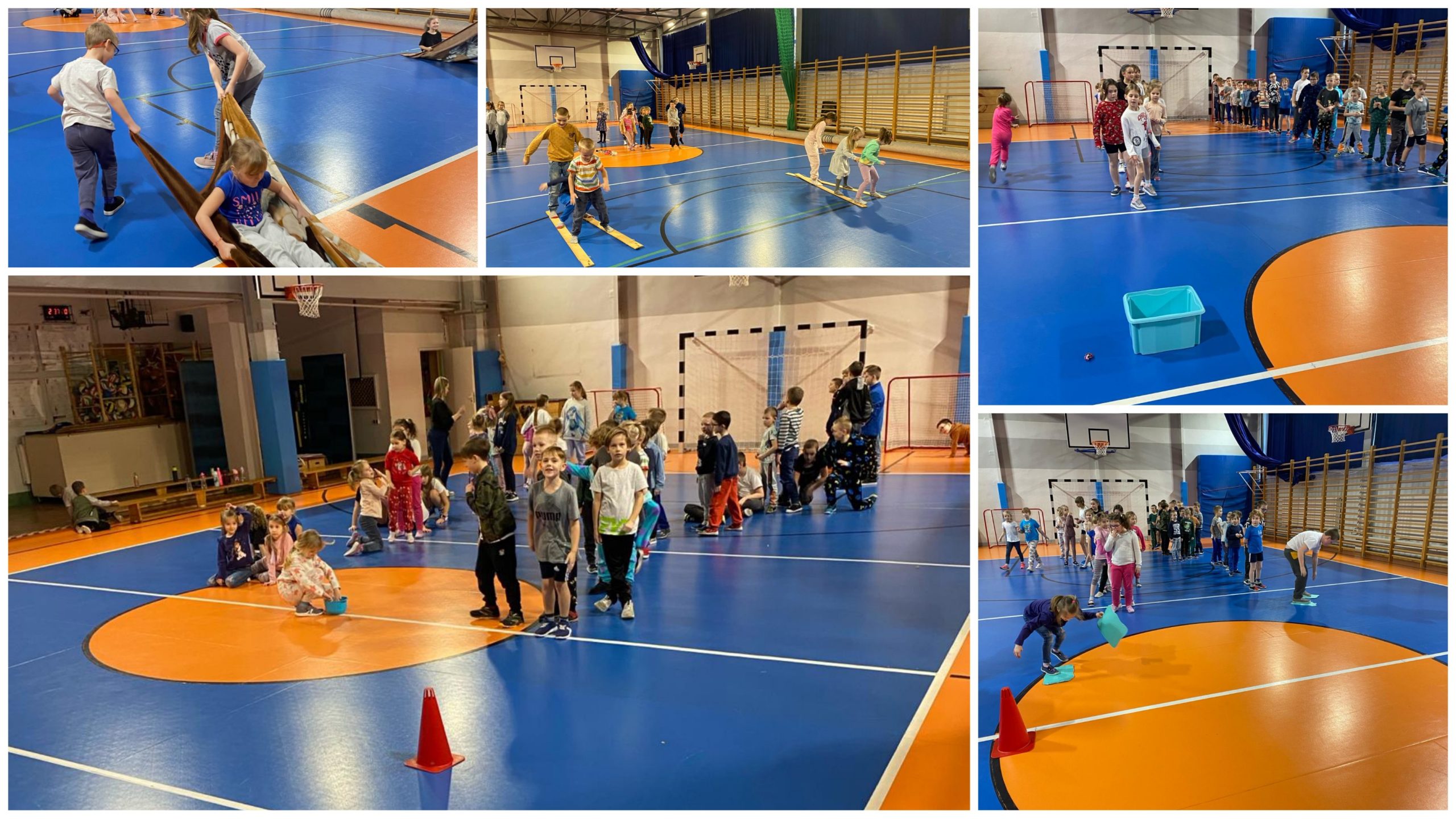 Wychowankowie świetlicy i przedszkolaki w czasie zajęć sportowych.