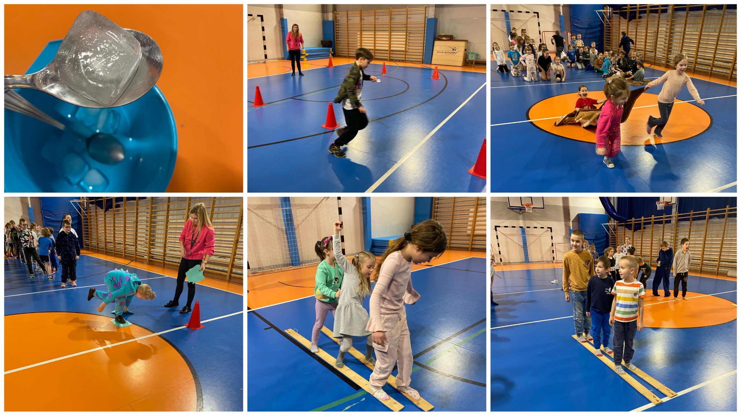 Wychowankowie świetlicy i przedszkolaki w czasie zajęć sportowych.