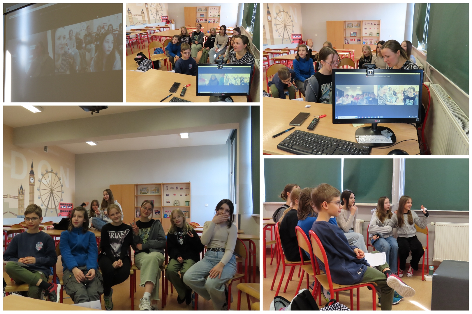 Wideokonferencja z uczniami i uczennicami z Hiszpanii.