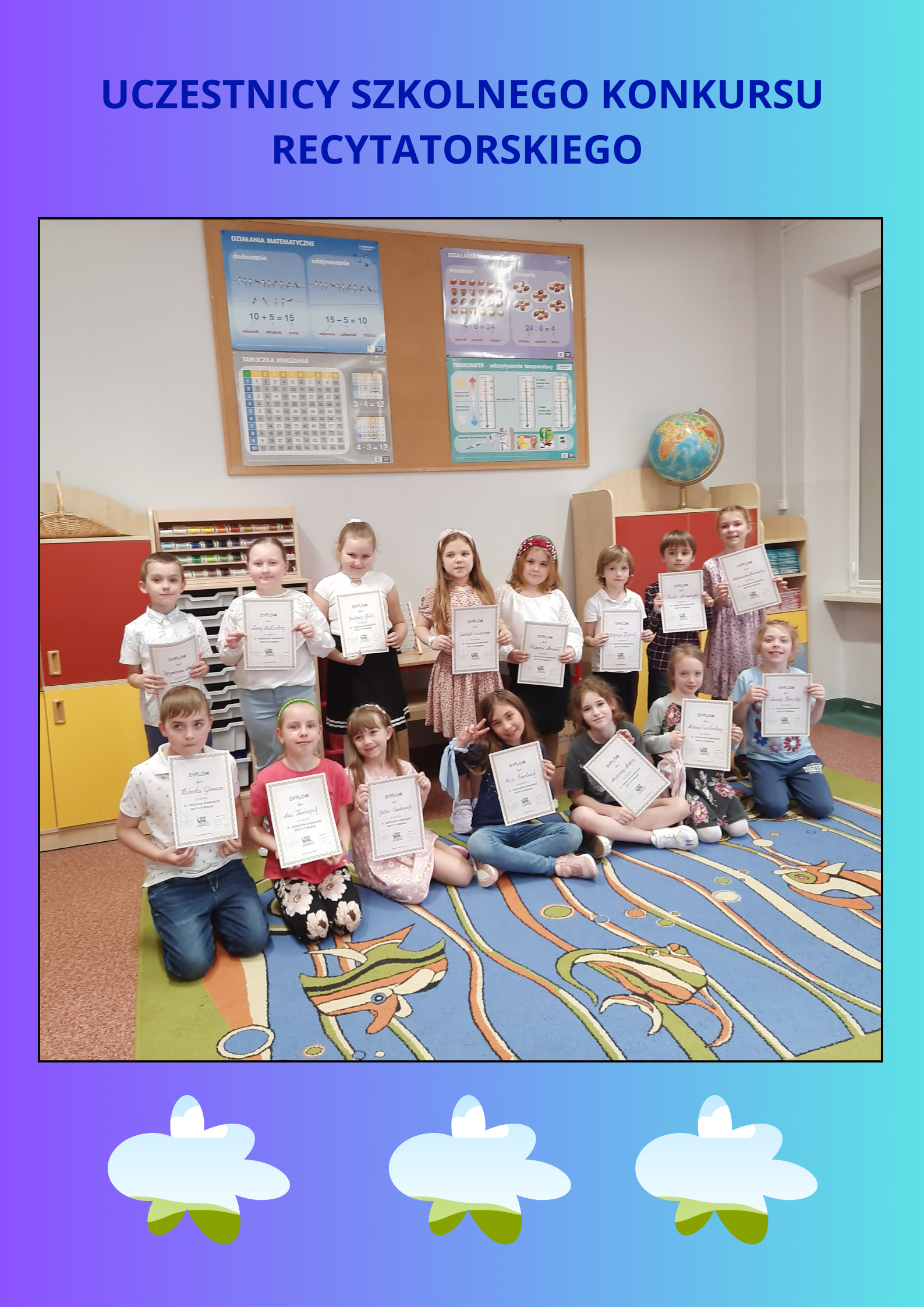 Uczestnicy Szkolnego Konkursu Recytatorskiego dla uczniów klas I-III