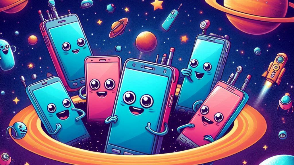 grafika telefony w kosmosie