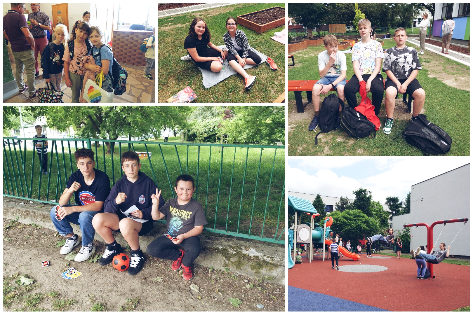 Społeczność SP17 w trakcie śniadania na trawie.